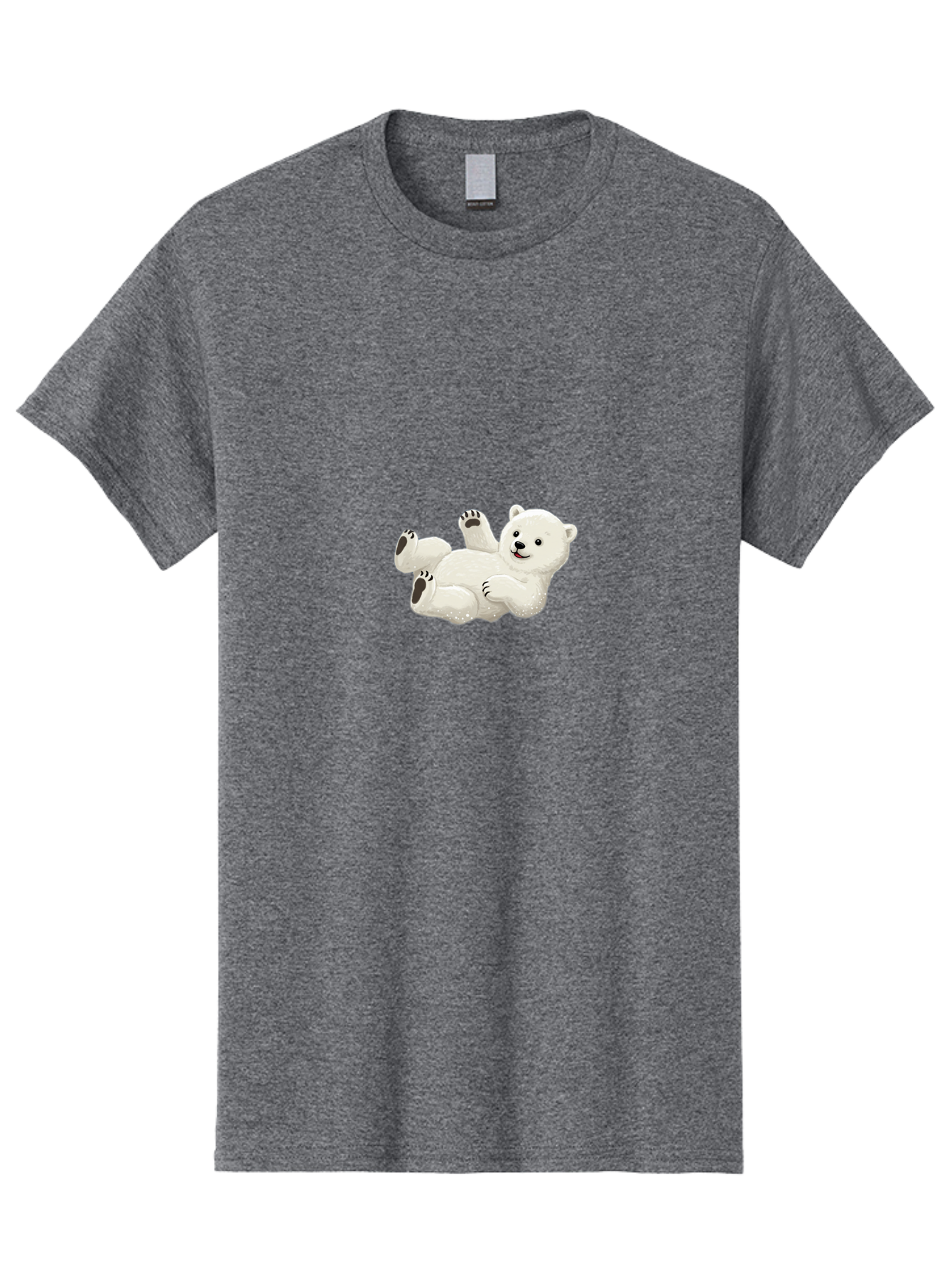 Polar-Bear-9 Men'S Graphic Tee, 100% Cotton, Comfortable Casual Summer Wear, Machine Washable, Polar Bear Lying On Its Back, Playful Pose, Cute Expression, White Fur, Black Nose, Cartoon Style, Adorable Animal, Funny Character, Bae646