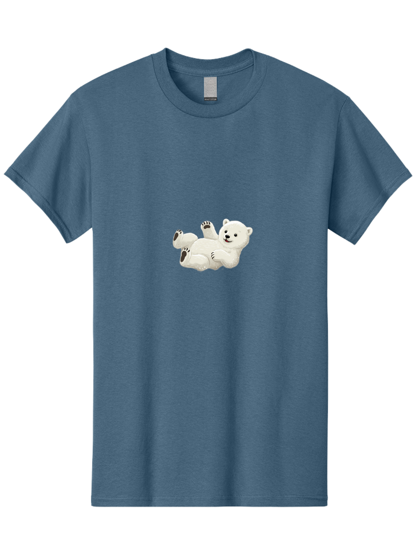 Polar-Bear-9 Men'S Graphic Tee, 100% Cotton, Comfortable Casual Summer Wear, Machine Washable, Polar Bear Lying On Its Back, Playful Pose, Cute Expression, White Fur, Black Nose, Cartoon Style, Adorable Animal, Funny Character, Bae646