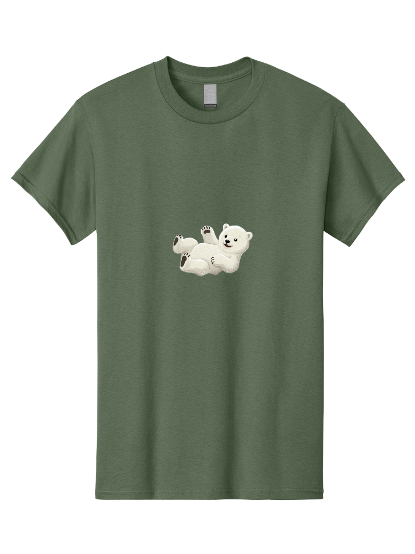 Polar-Bear-9 Men'S Graphic Tee, 100% Cotton, Comfortable Casual Summer Wear, Machine Washable, Polar Bear Lying On Its Back, Playful Pose, Cute Expression, White Fur, Black Nose, Cartoon Style, Adorable Animal, Funny Character, Bae646