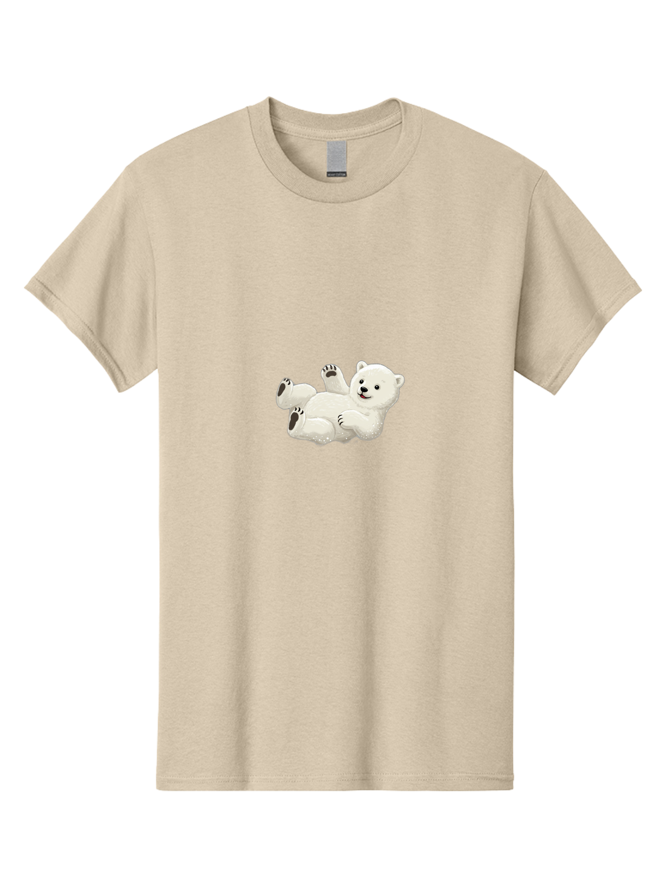 Polar-Bear-9 Men'S Graphic Tee, 100% Cotton, Comfortable Casual Summer Wear, Machine Washable, Polar Bear Lying On Its Back, Playful Pose, Cute Expression, White Fur, Black Nose, Cartoon Style, Adorable Animal, Funny Character, Bae646