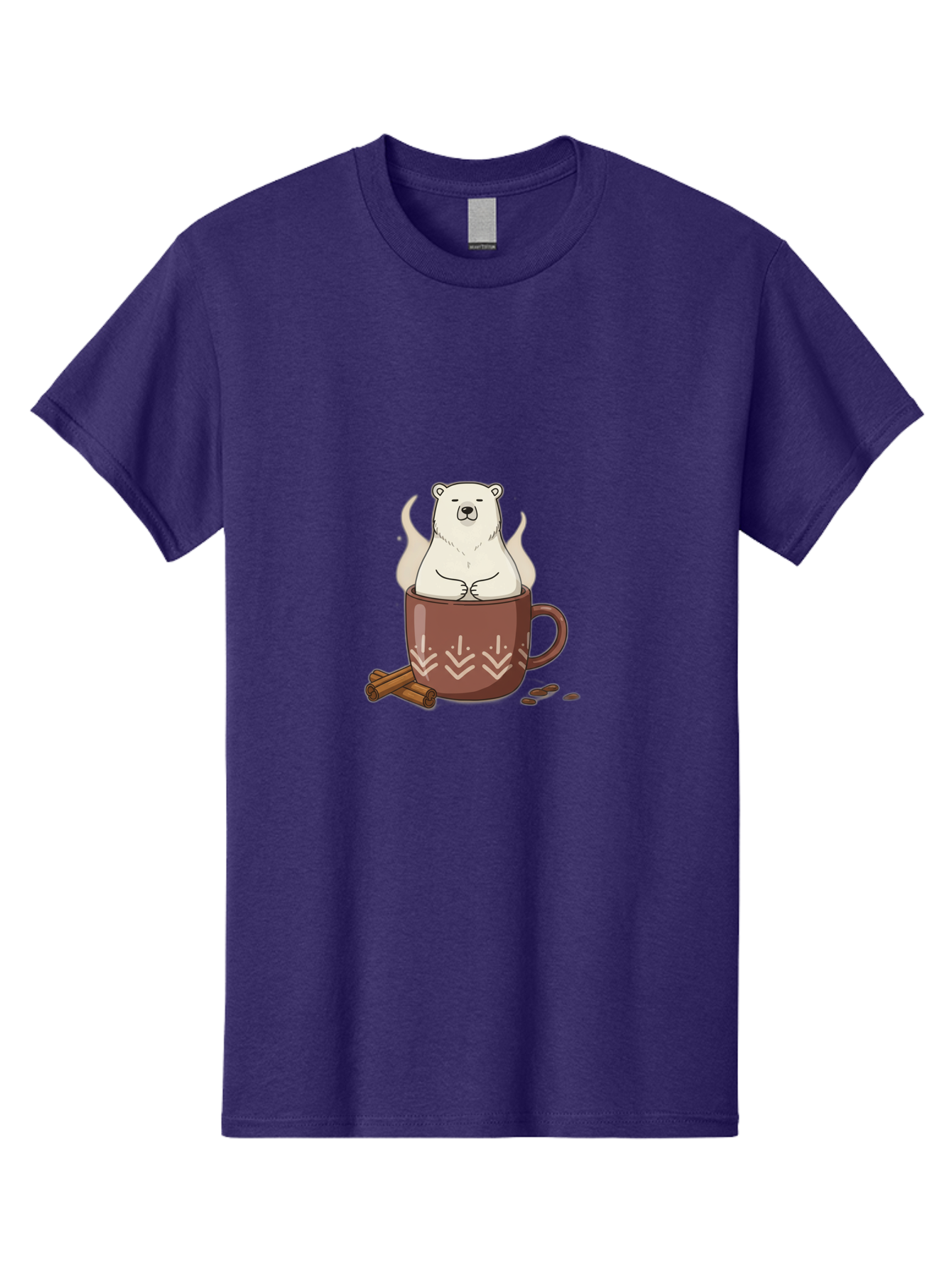 Polar-Bear-In-Coffee-Mug-1 Men'S Graphic Tee, 100% Cotton, Comfortable Casual Summer Wear, Machine Washable, Polar Bear In A Cup, Coffee Lover, Cinnamon Sticks, Coffee Beans, Relaxing Bear, Cute Cartoon, Steaming Hot Coffee, Winter Warmth, Bae652
