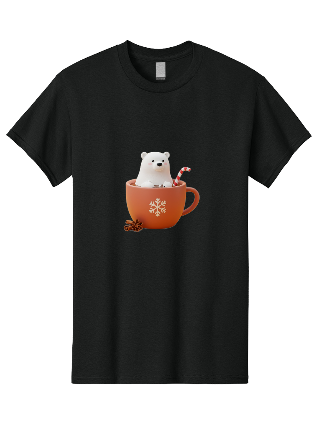 Polar-Bear-In-Coffee-Mug Men'S Graphic Tee, 100% Cotton, Comfortable Casual Summer Wear, Machine Washable, Polar Bear In A Mug, Festive Drink, Candy Cane, Snowflake Design, Winter Wonderland, Holiday Cheer, Adorable Bear, Red Mug, Bae654