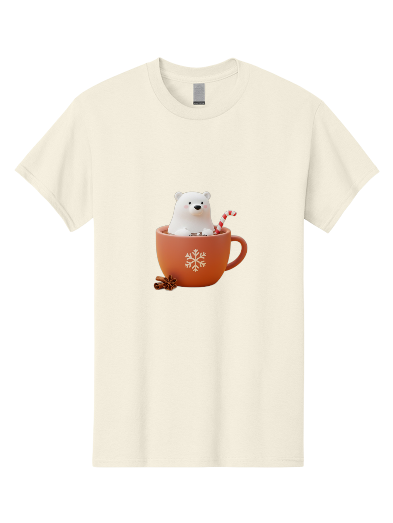 Polar-Bear-In-Coffee-Mug Men'S Graphic Tee, 100% Cotton, Comfortable Casual Summer Wear, Machine Washable, Polar Bear In A Mug, Festive Drink, Candy Cane, Snowflake Design, Winter Wonderland, Holiday Cheer, Adorable Bear, Red Mug, Bae654
