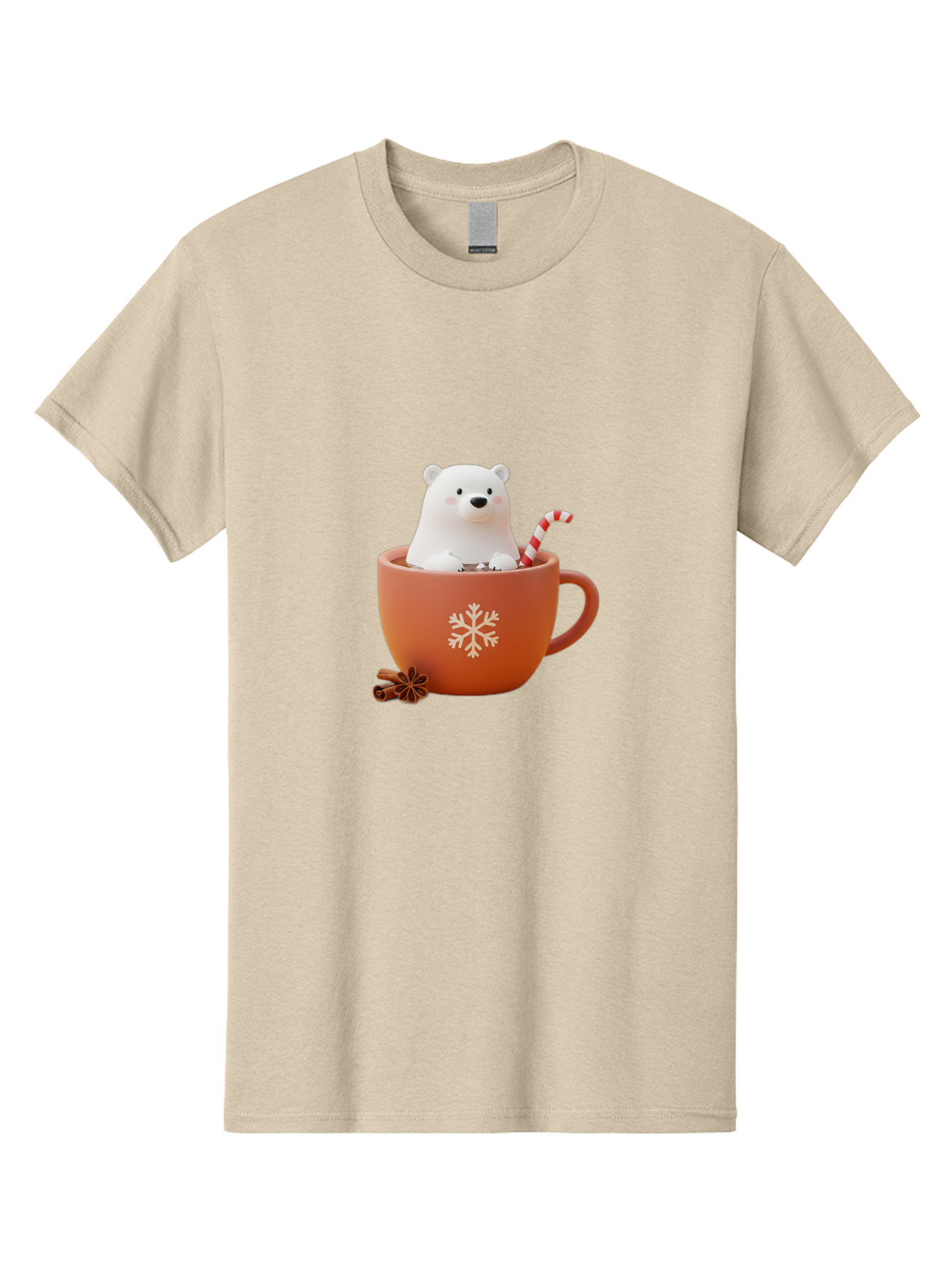 Polar-Bear-In-Coffee-Mug Men'S Graphic Tee, 100% Cotton, Comfortable Casual Summer Wear, Machine Washable, Polar Bear In A Mug, Festive Drink, Candy Cane, Snowflake Design, Winter Wonderland, Holiday Cheer, Adorable Bear, Red Mug, Bae654