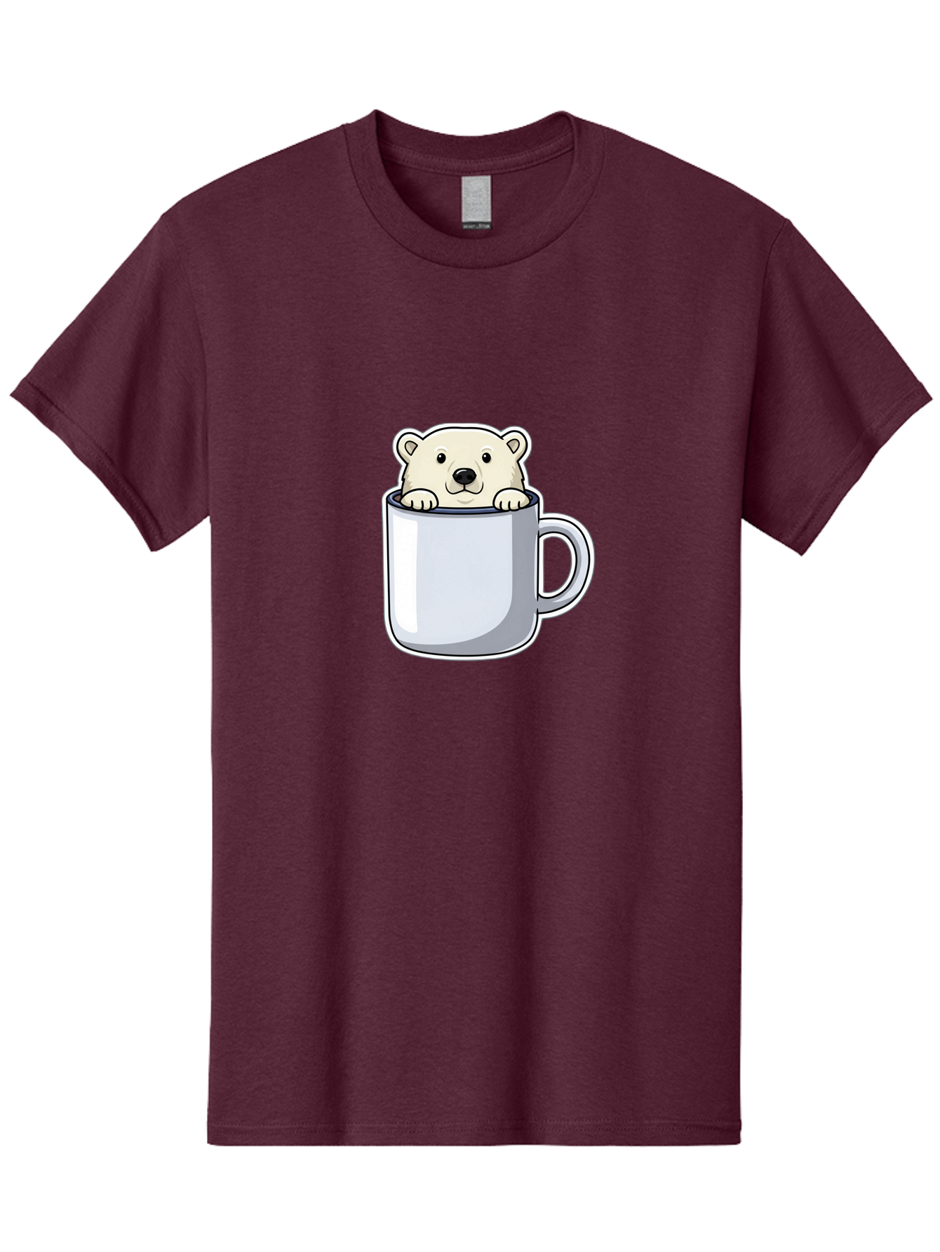 Polar-Bear-In-Mug-2 Men'S Graphic Tee, 100% Cotton, Comfortable Casual Summer Wear, Machine Washable, Polar Bear In Coffee Mug, Cartoon Character, Cute Animal, Funny Illustration, Coffee Break, Morning Routine, Office Humor, Creative Design, Bae656