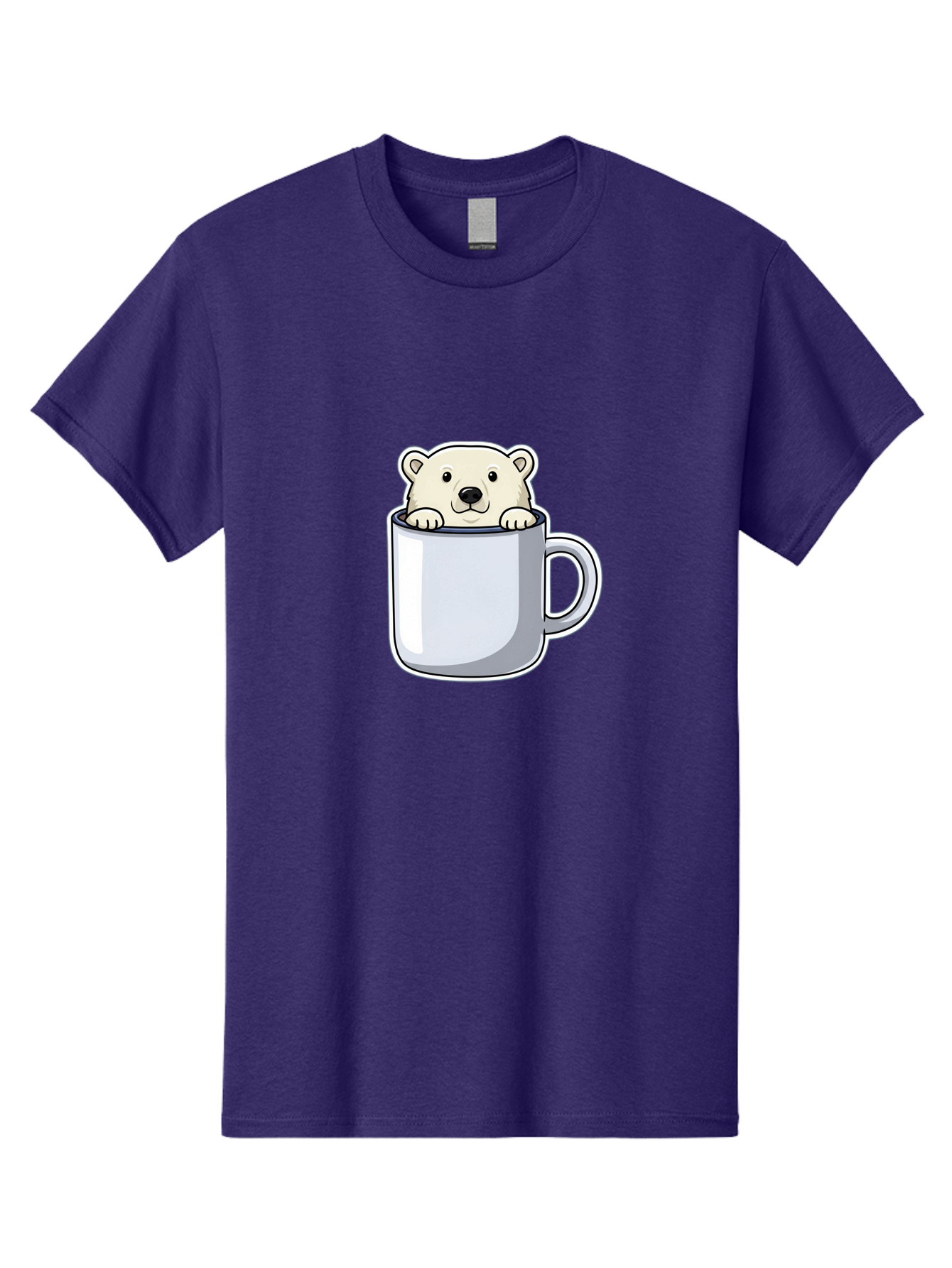 Polar-Bear-In-Mug-2 Men'S Graphic Tee, 100% Cotton, Comfortable Casual Summer Wear, Machine Washable, Polar Bear In Coffee Mug, Cartoon Character, Cute Animal, Funny Illustration, Coffee Break, Morning Routine, Office Humor, Creative Design, Bae656