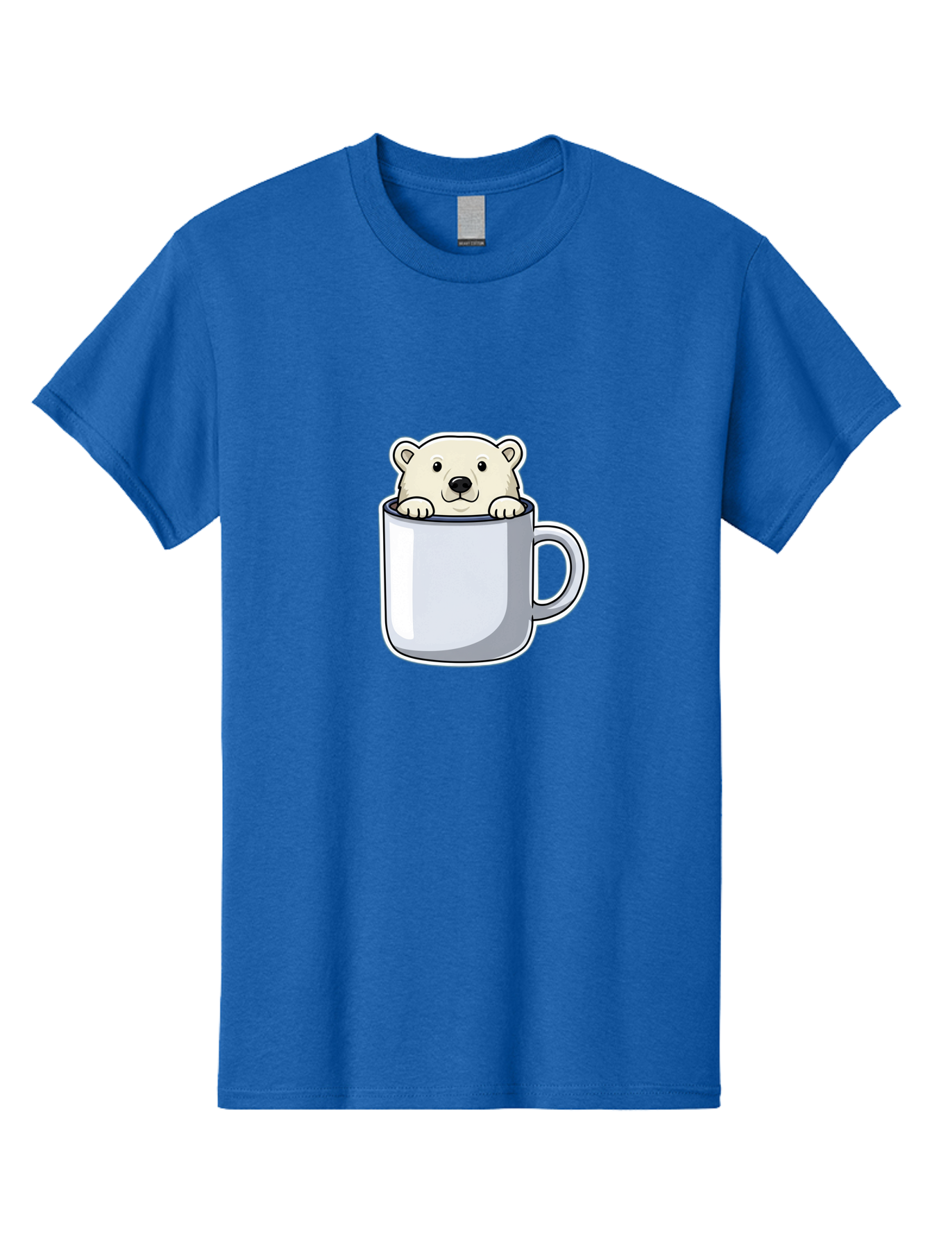 Polar-Bear-In-Mug-2 Men'S Graphic Tee, 100% Cotton, Comfortable Casual Summer Wear, Machine Washable, Polar Bear In Coffee Mug, Cartoon Character, Cute Animal, Funny Illustration, Coffee Break, Morning Routine, Office Humor, Creative Design, Bae656