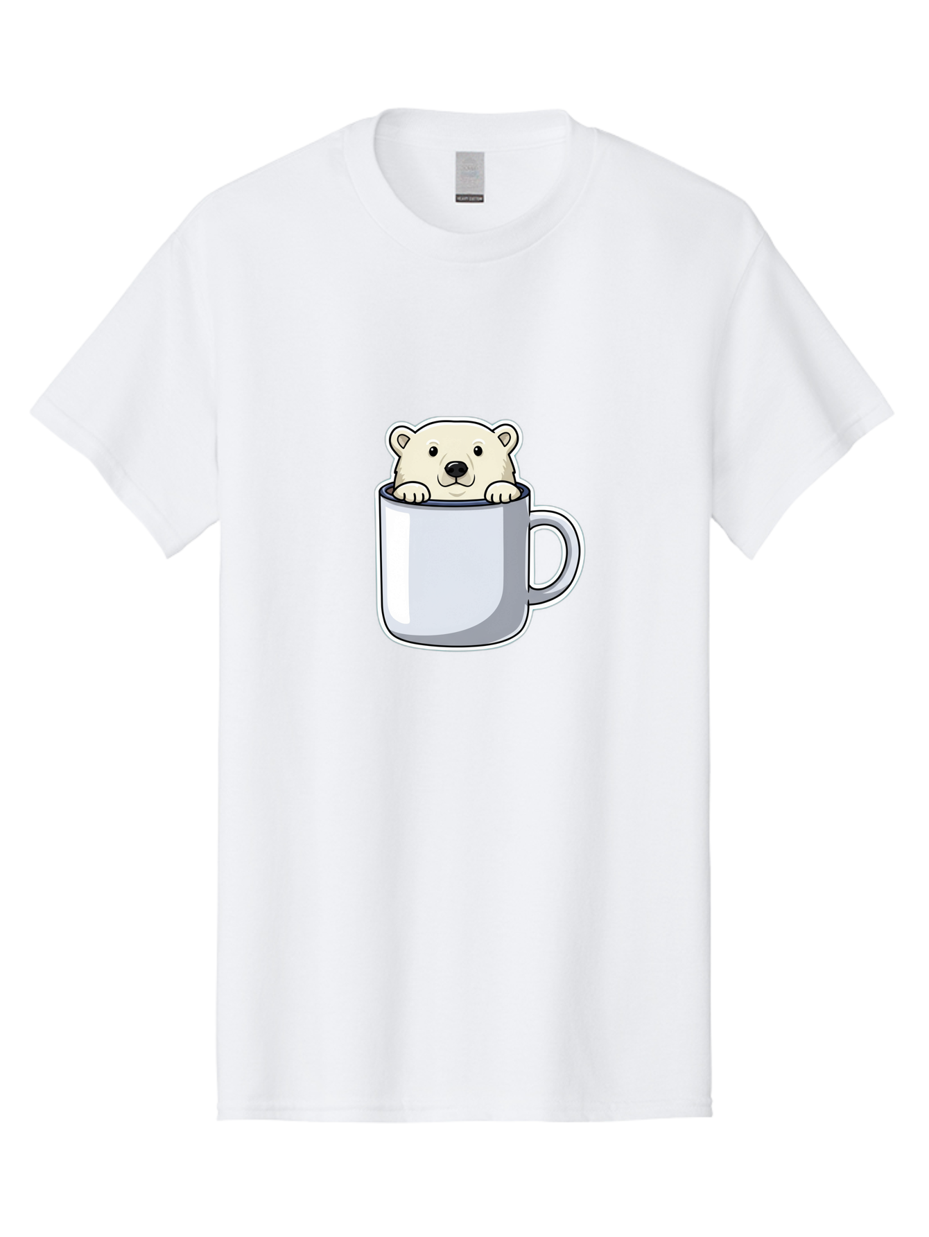 Polar-Bear-In-Mug-2 Men'S Graphic Tee, 100% Cotton, Comfortable Casual Summer Wear, Machine Washable, Polar Bear In Coffee Mug, Cartoon Character, Cute Animal, Funny Illustration, Coffee Break, Morning Routine, Office Humor, Creative Design, Bae656