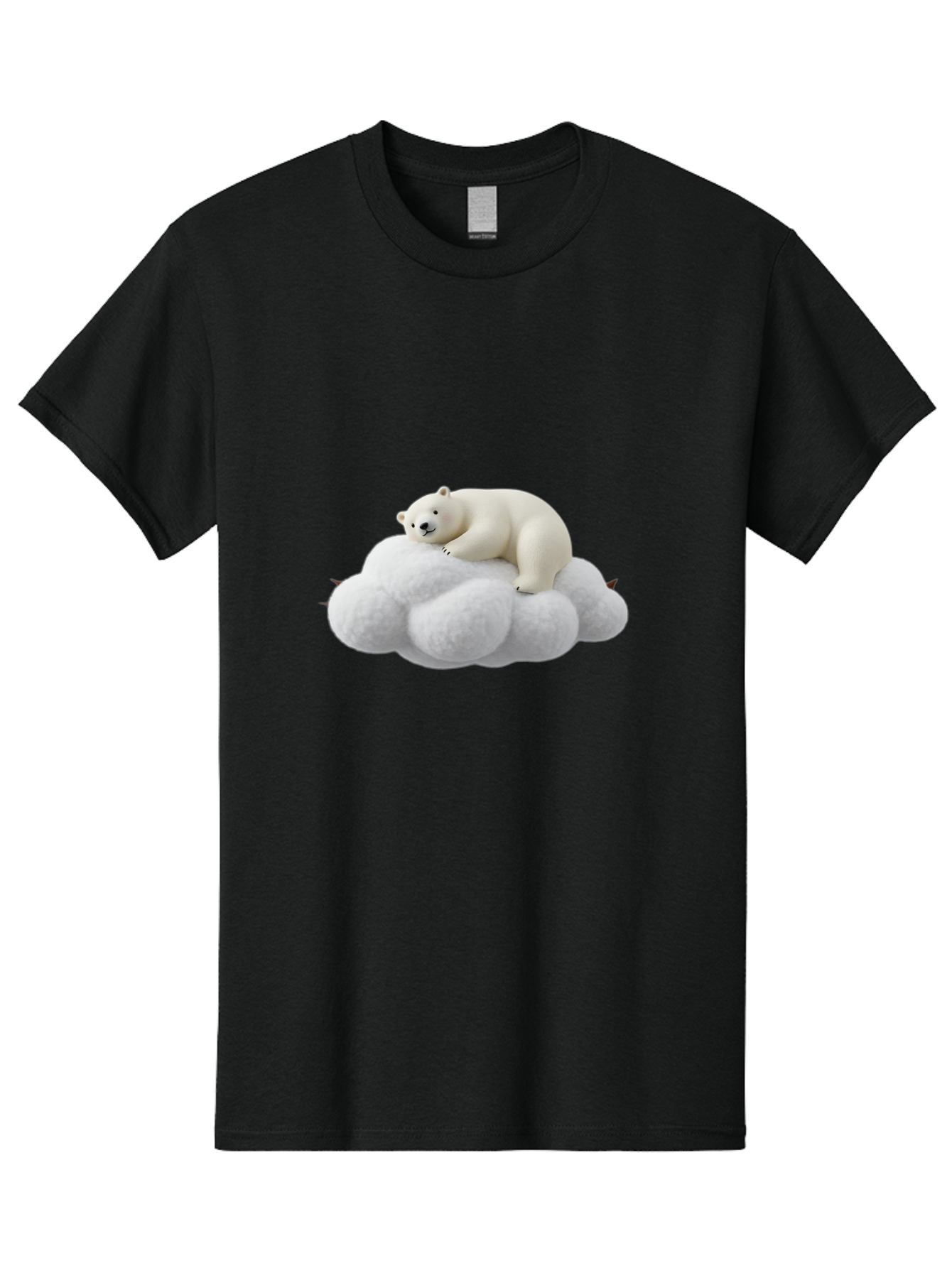 Polar-Bear-On-Cloud-1 Men'S Graphic Tee, 100% Cotton, Comfortable Casual Summer Wear, Machine Washable, Polar Bear Resting On Fluffy White Cloud, Serene Atmosphere, Dreamy Scene, Cute Wildlife, Peaceful Slumber, Adorable Polar Bear Bae660