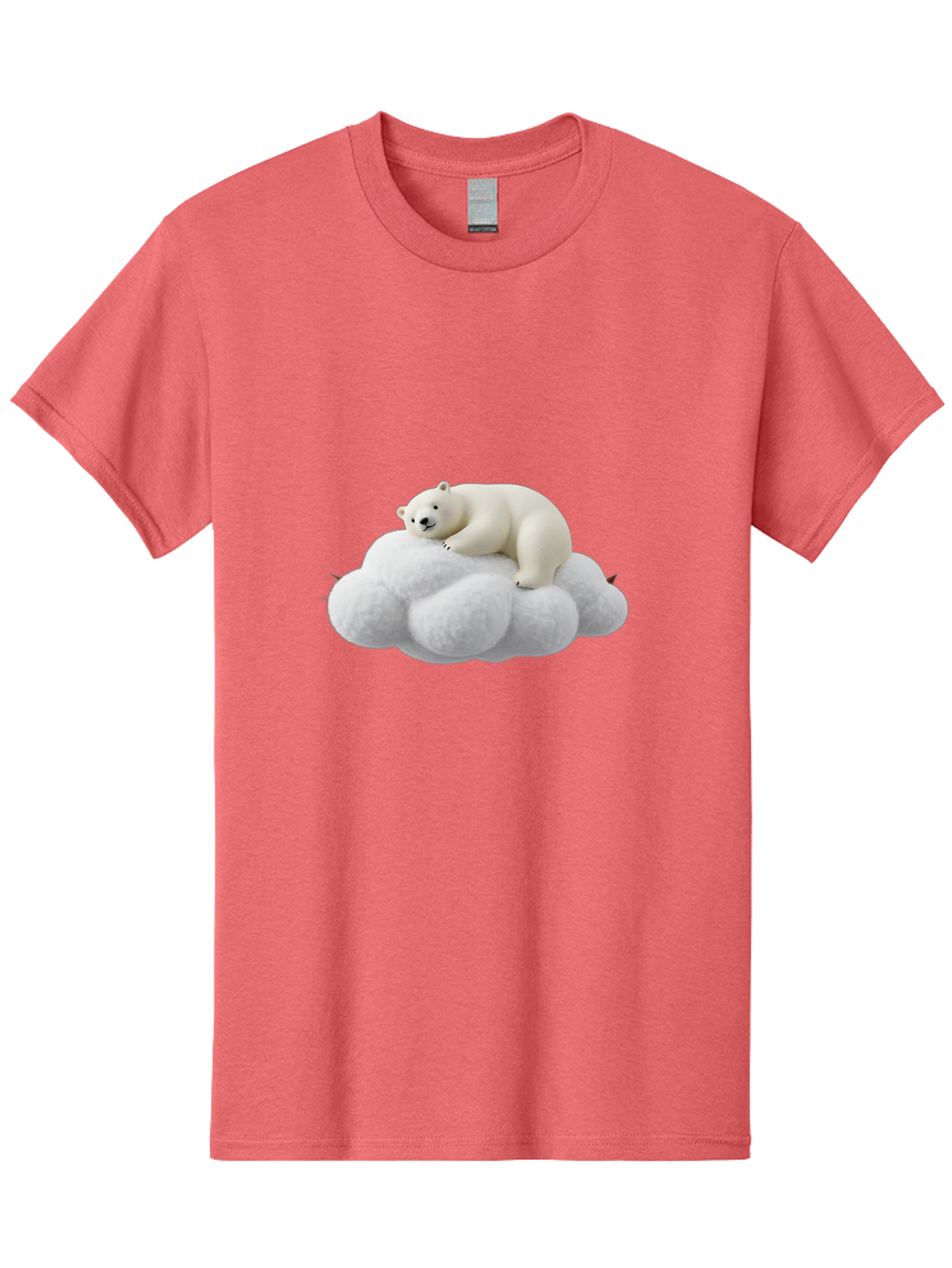 Polar-Bear-On-Cloud-1 Men'S Graphic Tee, 100% Cotton, Comfortable Casual Summer Wear, Machine Washable, Polar Bear Resting On Fluffy White Cloud, Serene Atmosphere, Dreamy Scene, Cute Wildlife, Peaceful Slumber, Adorable Polar Bear Bae660