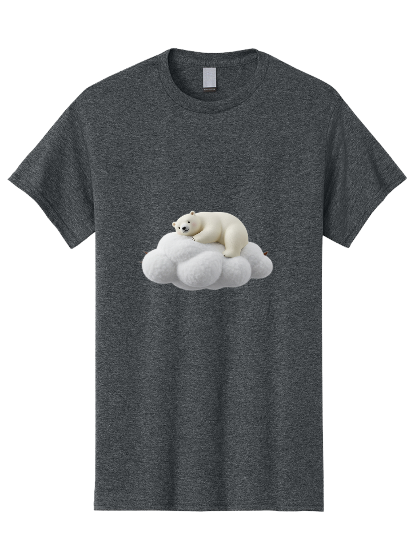 Polar-Bear-On-Cloud-1 Men'S Graphic Tee, 100% Cotton, Comfortable Casual Summer Wear, Machine Washable, Polar Bear Resting On Fluffy White Cloud, Serene Atmosphere, Dreamy Scene, Cute Wildlife, Peaceful Slumber, Adorable Polar Bear Bae660