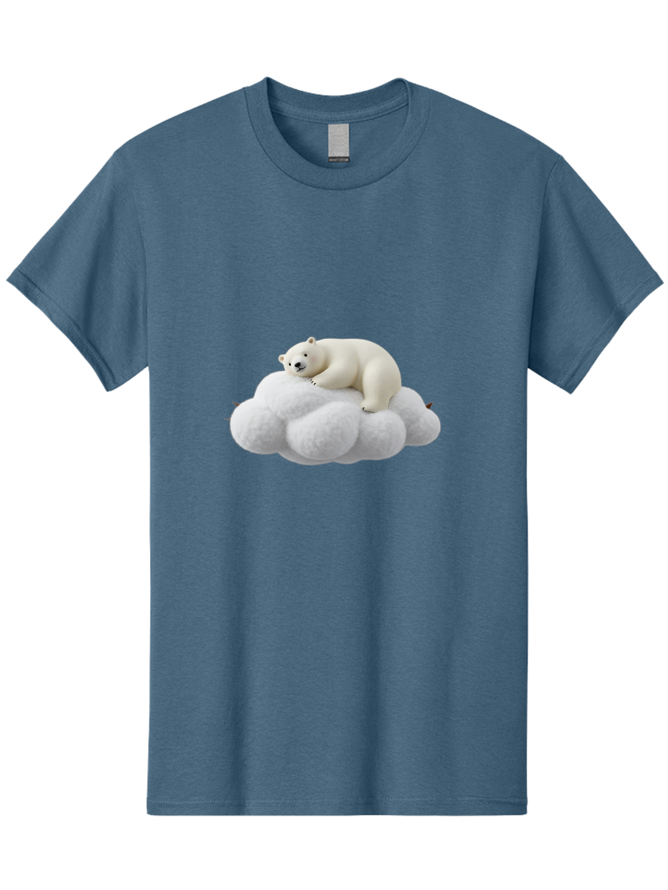 Polar-Bear-On-Cloud-1 Men'S Graphic Tee, 100% Cotton, Comfortable Casual Summer Wear, Machine Washable, Polar Bear Resting On Fluffy White Cloud, Serene Atmosphere, Dreamy Scene, Cute Wildlife, Peaceful Slumber, Adorable Polar Bear Bae660