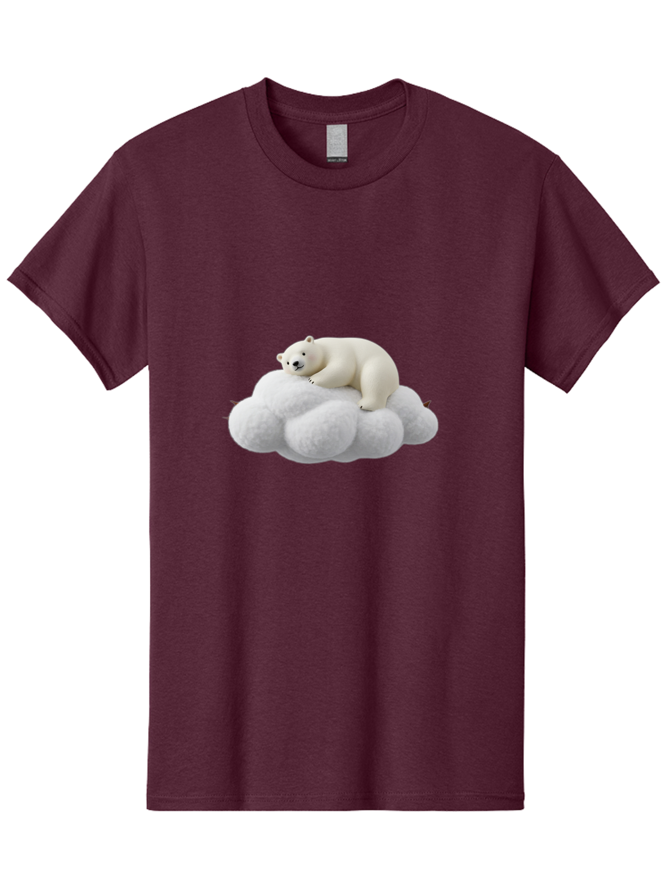 Polar-Bear-On-Cloud-1 Men'S Graphic Tee, 100% Cotton, Comfortable Casual Summer Wear, Machine Washable, Polar Bear Resting On Fluffy White Cloud, Serene Atmosphere, Dreamy Scene, Cute Wildlife, Peaceful Slumber, Adorable Polar Bear Bae660