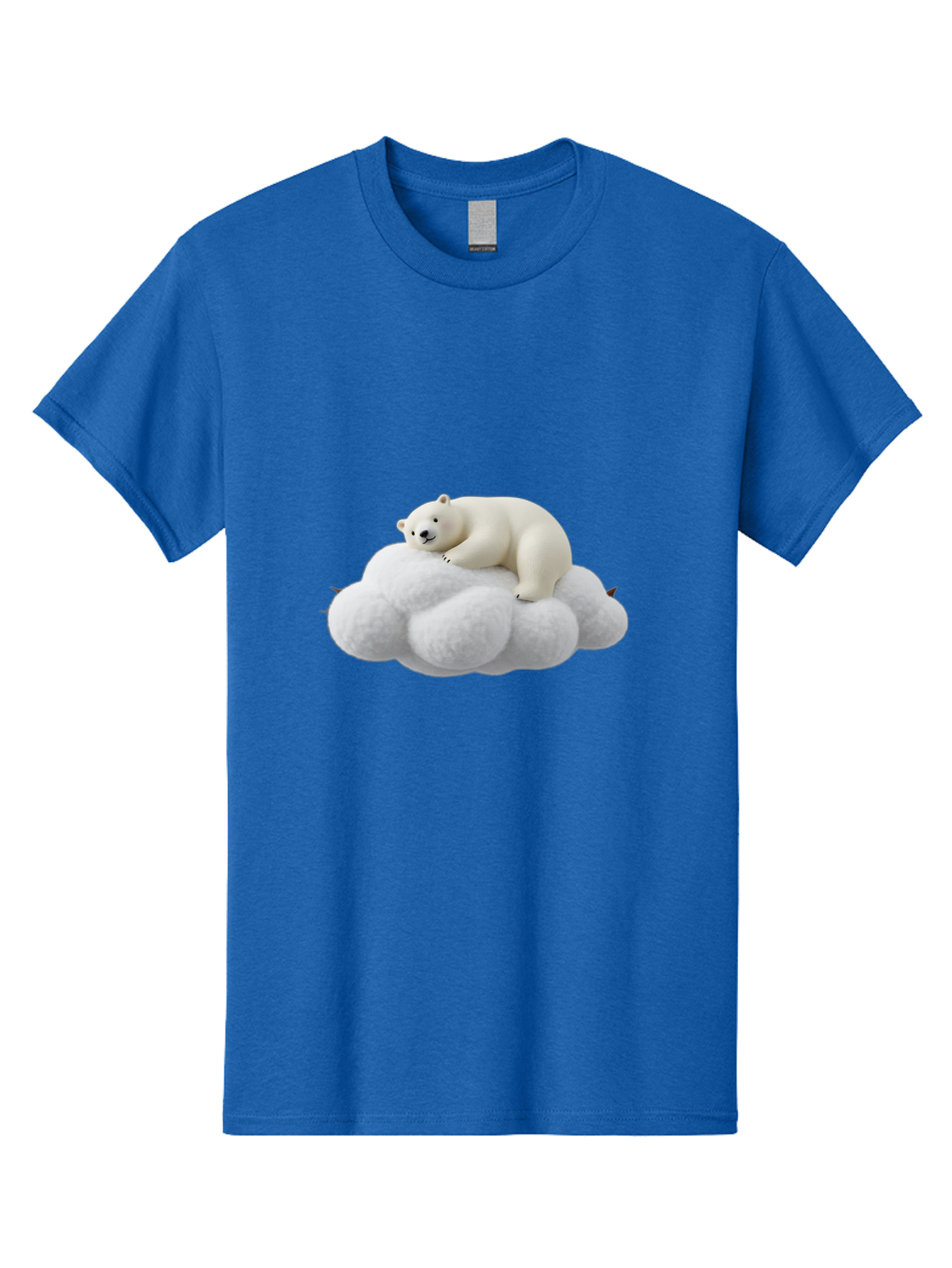 Polar-Bear-On-Cloud-1 Men'S Graphic Tee, 100% Cotton, Comfortable Casual Summer Wear, Machine Washable, Polar Bear Resting On Fluffy White Cloud, Serene Atmosphere, Dreamy Scene, Cute Wildlife, Peaceful Slumber, Adorable Polar Bear Bae660
