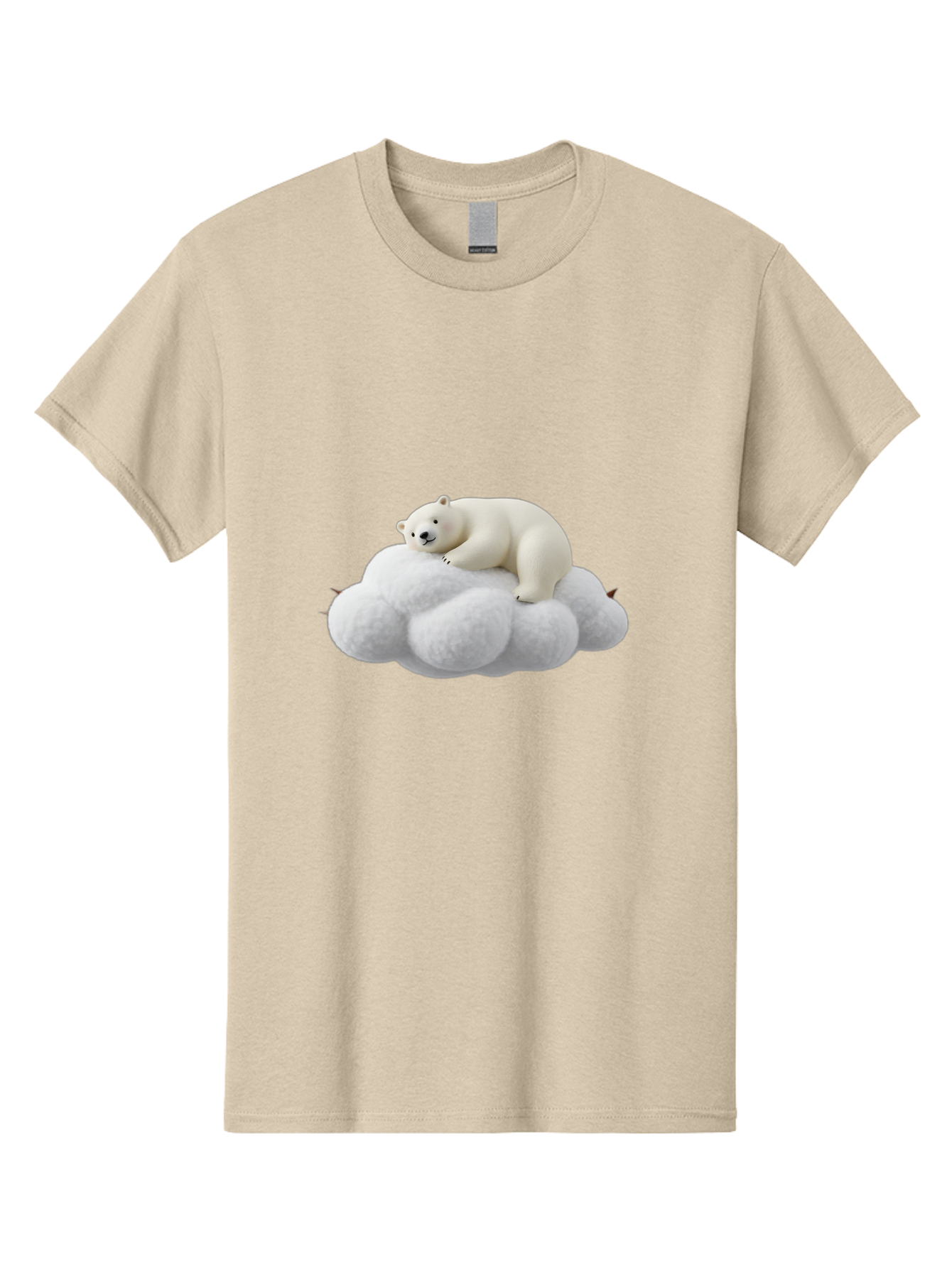 Polar-Bear-On-Cloud-1 Men'S Graphic Tee, 100% Cotton, Comfortable Casual Summer Wear, Machine Washable, Polar Bear Resting On Fluffy White Cloud, Serene Atmosphere, Dreamy Scene, Cute Wildlife, Peaceful Slumber, Adorable Polar Bear Bae660