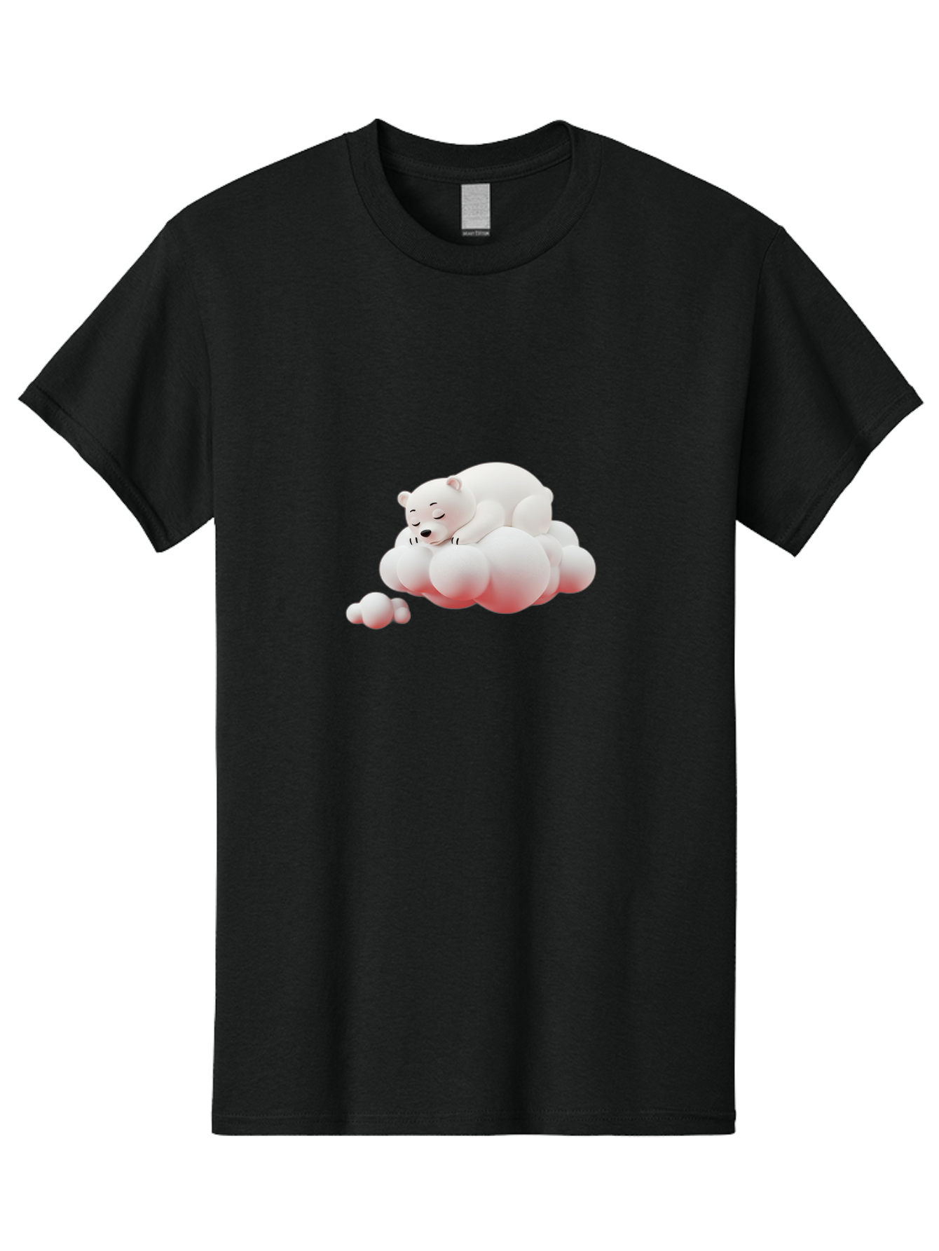 Polar-Bear-On-Cloud-2 Men'S Graphic Tee, 100% Cotton, Comfortable Casual Summer Wear, Machine Washable, Sleeping Polar Bear, Cartoon Character, Fluffy Clouds, Peaceful Scene, Adorable Animal, Dreamy Atmosphere, Cute Illustration, Digital Art, Bae661
