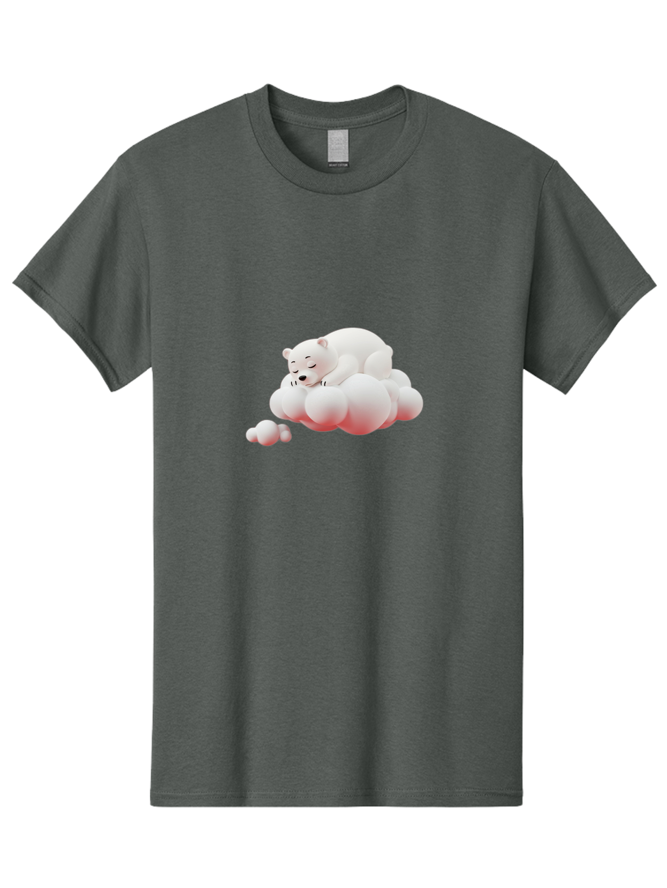 Polar-Bear-On-Cloud-2 Men'S Graphic Tee, 100% Cotton, Comfortable Casual Summer Wear, Machine Washable, Sleeping Polar Bear, Cartoon Character, Fluffy Clouds, Peaceful Scene, Adorable Animal, Dreamy Atmosphere, Cute Illustration, Digital Art, Bae661
