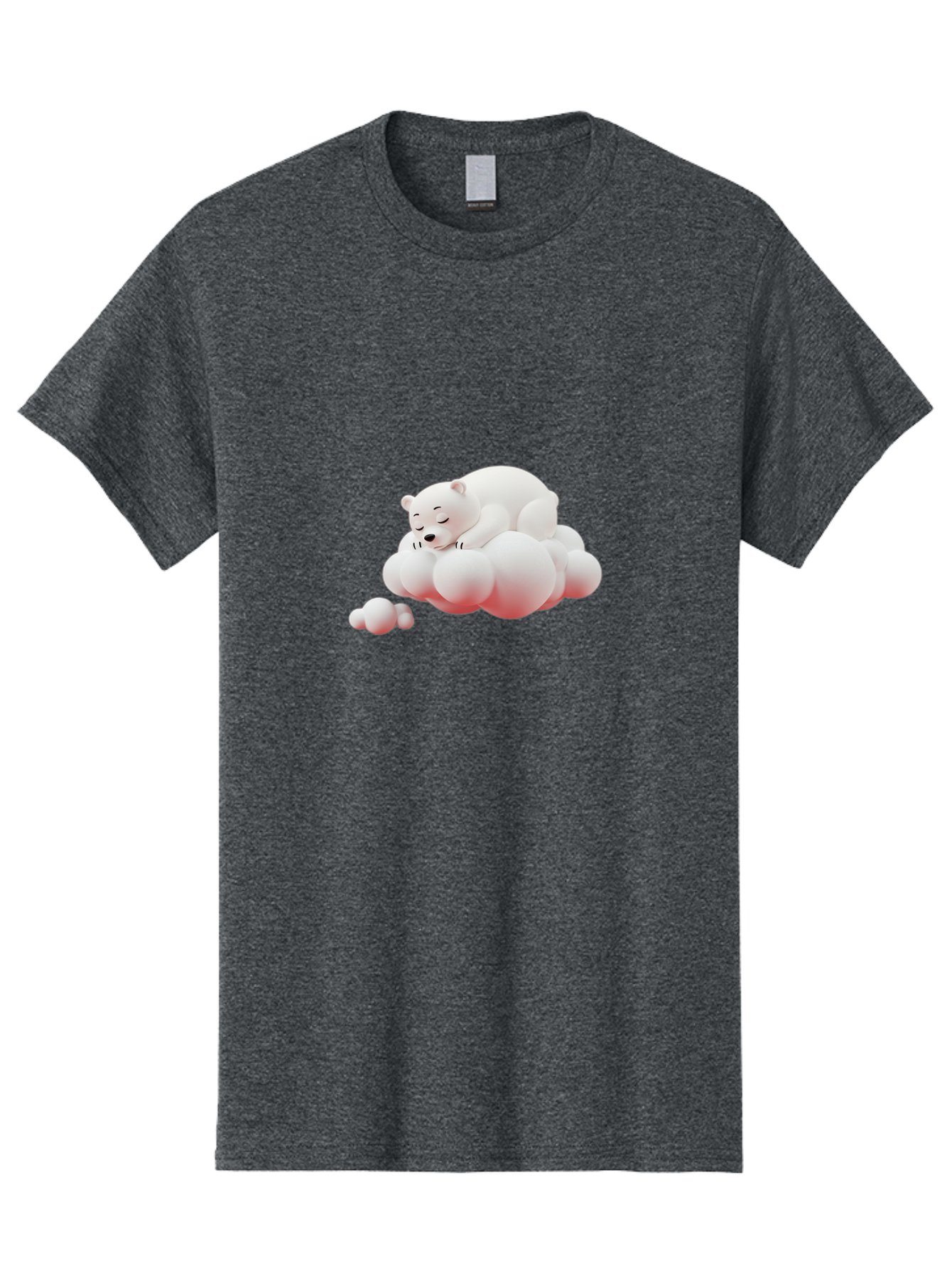 Polar-Bear-On-Cloud-2 Men'S Graphic Tee, 100% Cotton, Comfortable Casual Summer Wear, Machine Washable, Sleeping Polar Bear, Cartoon Character, Fluffy Clouds, Peaceful Scene, Adorable Animal, Dreamy Atmosphere, Cute Illustration, Digital Art, Bae661