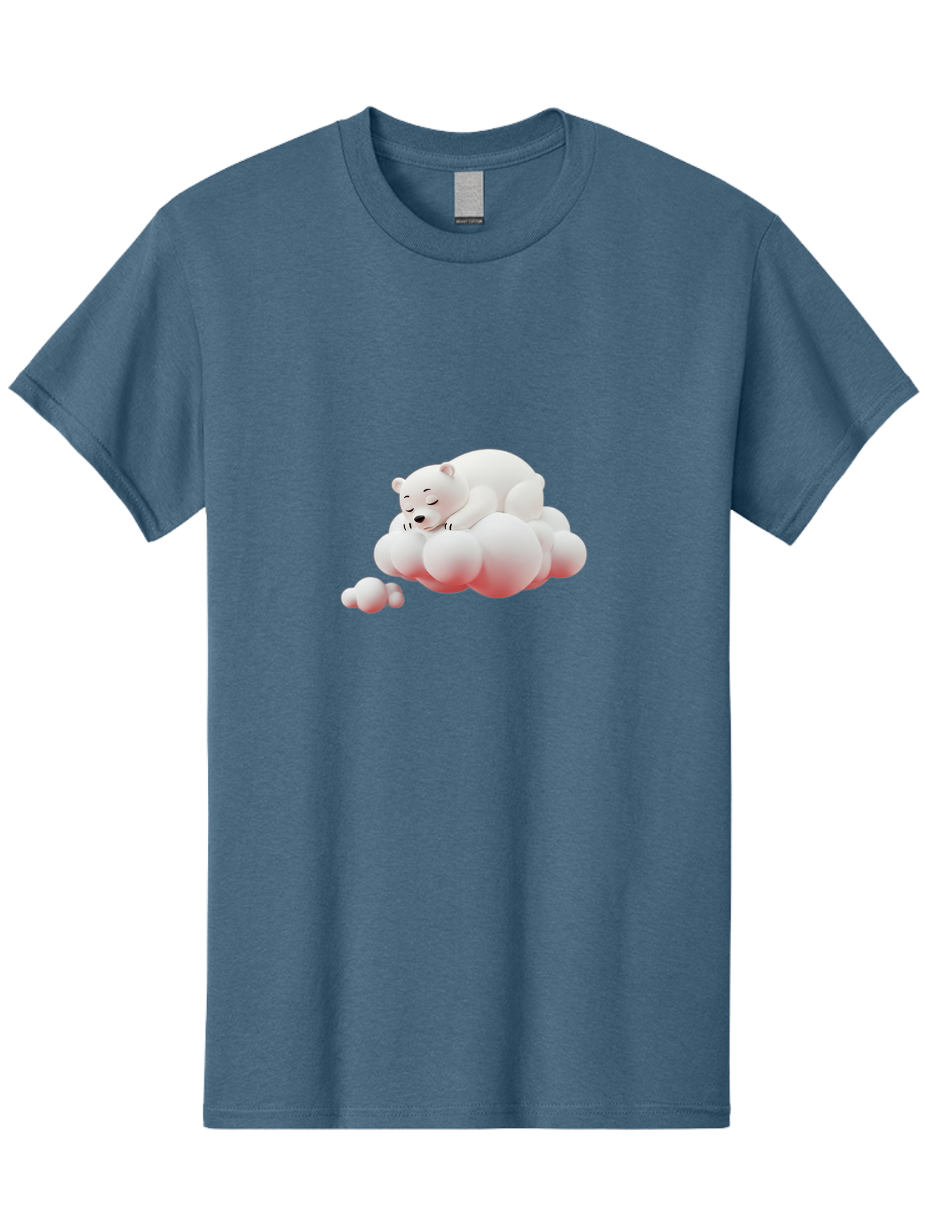 Polar-Bear-On-Cloud-2 Men'S Graphic Tee, 100% Cotton, Comfortable Casual Summer Wear, Machine Washable, Sleeping Polar Bear, Cartoon Character, Fluffy Clouds, Peaceful Scene, Adorable Animal, Dreamy Atmosphere, Cute Illustration, Digital Art, Bae661