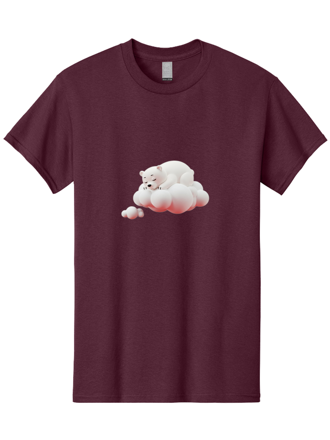 Polar-Bear-On-Cloud-2 Men'S Graphic Tee, 100% Cotton, Comfortable Casual Summer Wear, Machine Washable, Sleeping Polar Bear, Cartoon Character, Fluffy Clouds, Peaceful Scene, Adorable Animal, Dreamy Atmosphere, Cute Illustration, Digital Art, Bae661