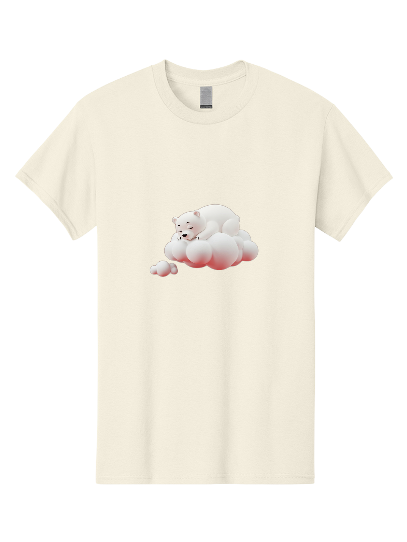 Polar-Bear-On-Cloud-2 Men'S Graphic Tee, 100% Cotton, Comfortable Casual Summer Wear, Machine Washable, Sleeping Polar Bear, Cartoon Character, Fluffy Clouds, Peaceful Scene, Adorable Animal, Dreamy Atmosphere, Cute Illustration, Digital Art, Bae661