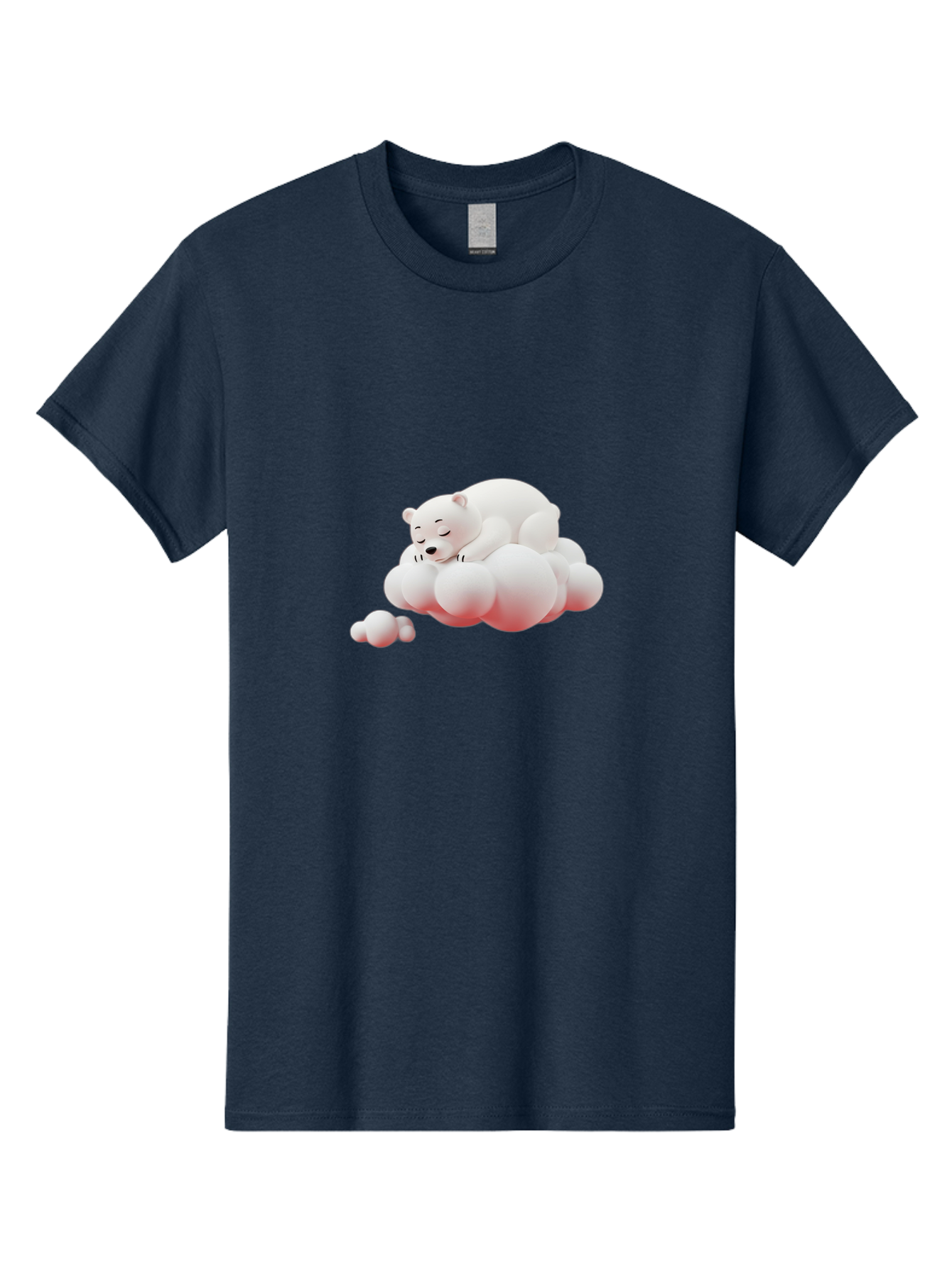 Polar-Bear-On-Cloud-2 Men'S Graphic Tee, 100% Cotton, Comfortable Casual Summer Wear, Machine Washable, Sleeping Polar Bear, Cartoon Character, Fluffy Clouds, Peaceful Scene, Adorable Animal, Dreamy Atmosphere, Cute Illustration, Digital Art, Bae661