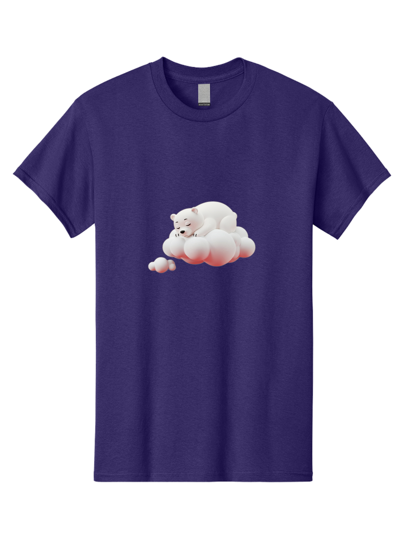 Polar-Bear-On-Cloud-2 Men'S Graphic Tee, 100% Cotton, Comfortable Casual Summer Wear, Machine Washable, Sleeping Polar Bear, Cartoon Character, Fluffy Clouds, Peaceful Scene, Adorable Animal, Dreamy Atmosphere, Cute Illustration, Digital Art, Bae661