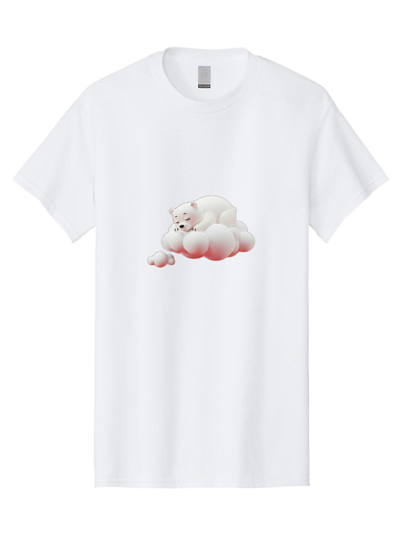 Polar-Bear-On-Cloud-2 Men'S Graphic Tee, 100% Cotton, Comfortable Casual Summer Wear, Machine Washable, Sleeping Polar Bear, Cartoon Character, Fluffy Clouds, Peaceful Scene, Adorable Animal, Dreamy Atmosphere, Cute Illustration, Digital Art, Bae661