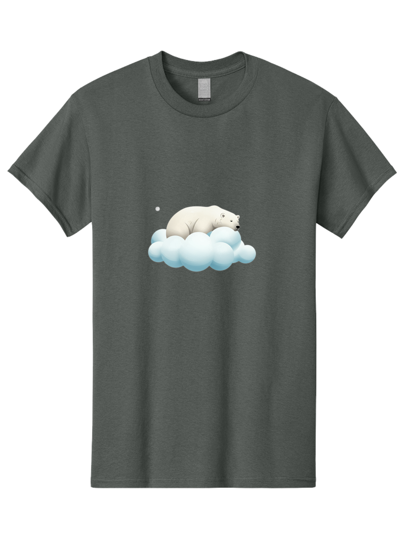 Polar-Bear-On-Cloud-3 Men'S Graphic Tee, 100% Cotton, Comfortable Casual Summer Wear, Machine Washable, Sleeping Polar Bear, Cloud, Serene Scene, Cute Cartoon, Digital Art, Fluffy Clouds, Polar Bear On Cloud, Dreamy Atmosphere, Bae662
