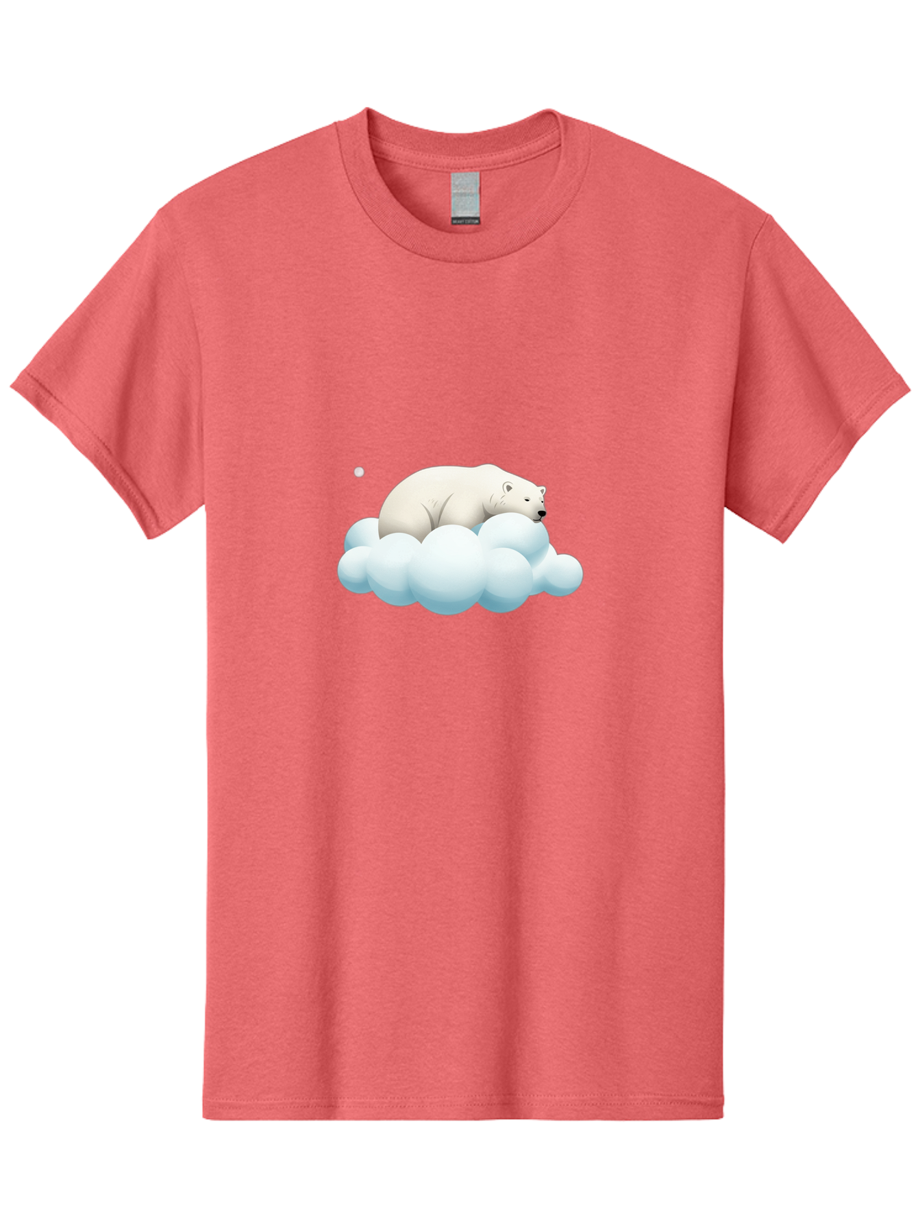 Polar-Bear-On-Cloud-3 Men'S Graphic Tee, 100% Cotton, Comfortable Casual Summer Wear, Machine Washable, Sleeping Polar Bear, Cloud, Serene Scene, Cute Cartoon, Digital Art, Fluffy Clouds, Polar Bear On Cloud, Dreamy Atmosphere, Bae662