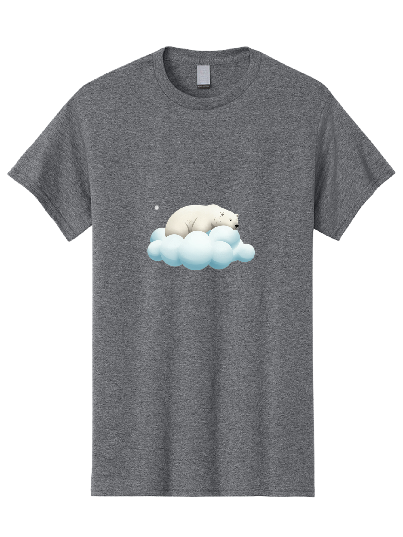 Polar-Bear-On-Cloud-3 Men'S Graphic Tee, 100% Cotton, Comfortable Casual Summer Wear, Machine Washable, Sleeping Polar Bear, Cloud, Serene Scene, Cute Cartoon, Digital Art, Fluffy Clouds, Polar Bear On Cloud, Dreamy Atmosphere, Bae662
