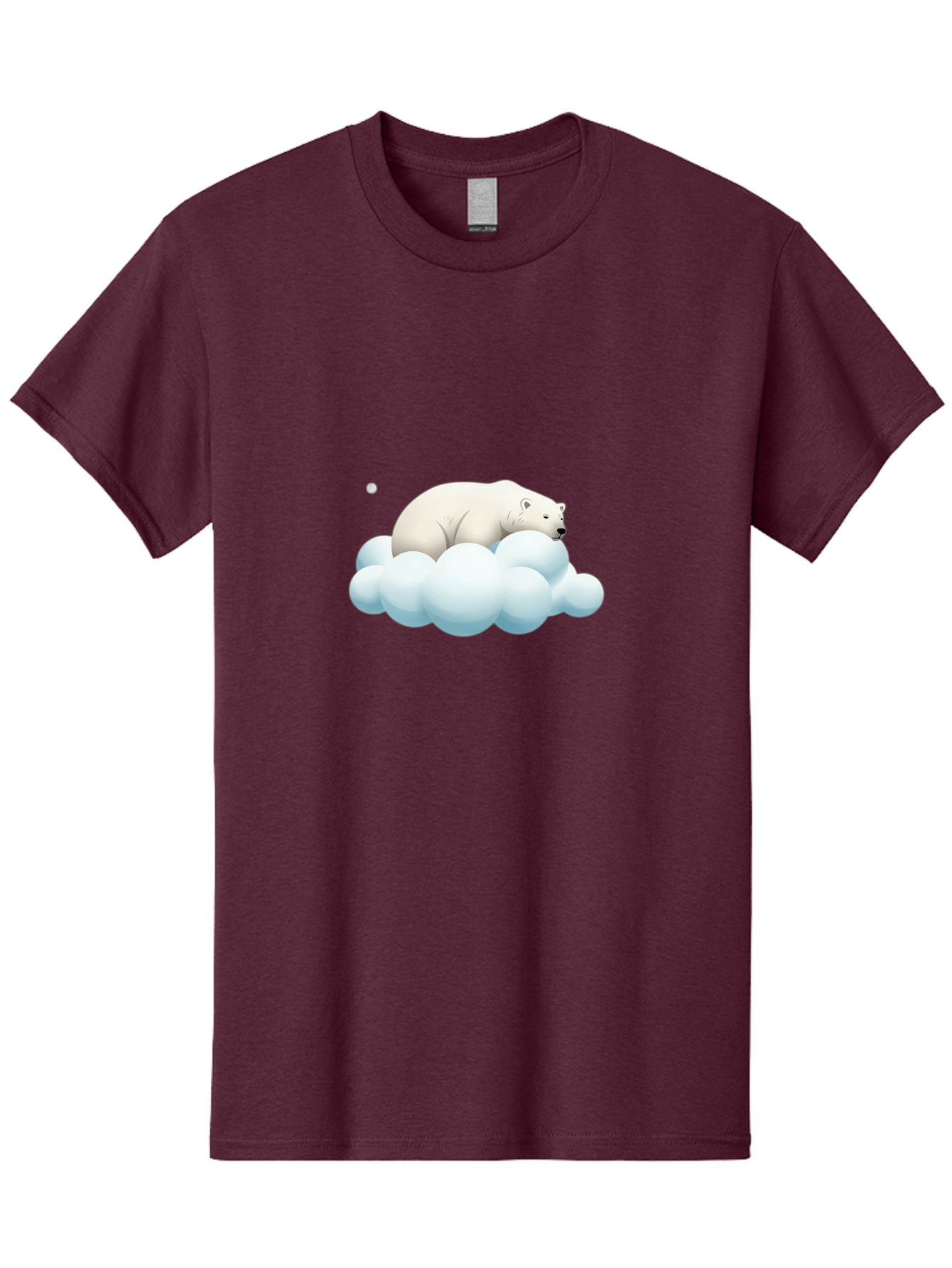 Polar-Bear-On-Cloud-3 Men'S Graphic Tee, 100% Cotton, Comfortable Casual Summer Wear, Machine Washable, Sleeping Polar Bear, Cloud, Serene Scene, Cute Cartoon, Digital Art, Fluffy Clouds, Polar Bear On Cloud, Dreamy Atmosphere, Bae662