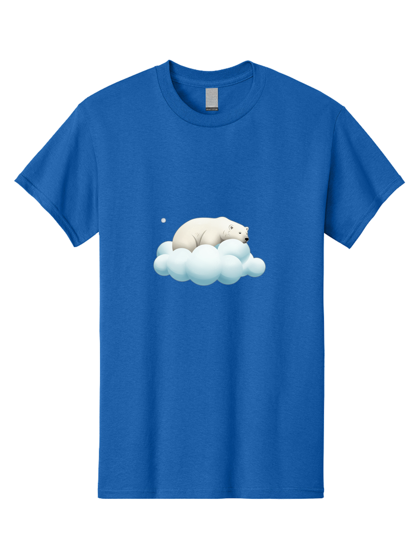 Polar-Bear-On-Cloud-3 Men'S Graphic Tee, 100% Cotton, Comfortable Casual Summer Wear, Machine Washable, Sleeping Polar Bear, Cloud, Serene Scene, Cute Cartoon, Digital Art, Fluffy Clouds, Polar Bear On Cloud, Dreamy Atmosphere, Bae662