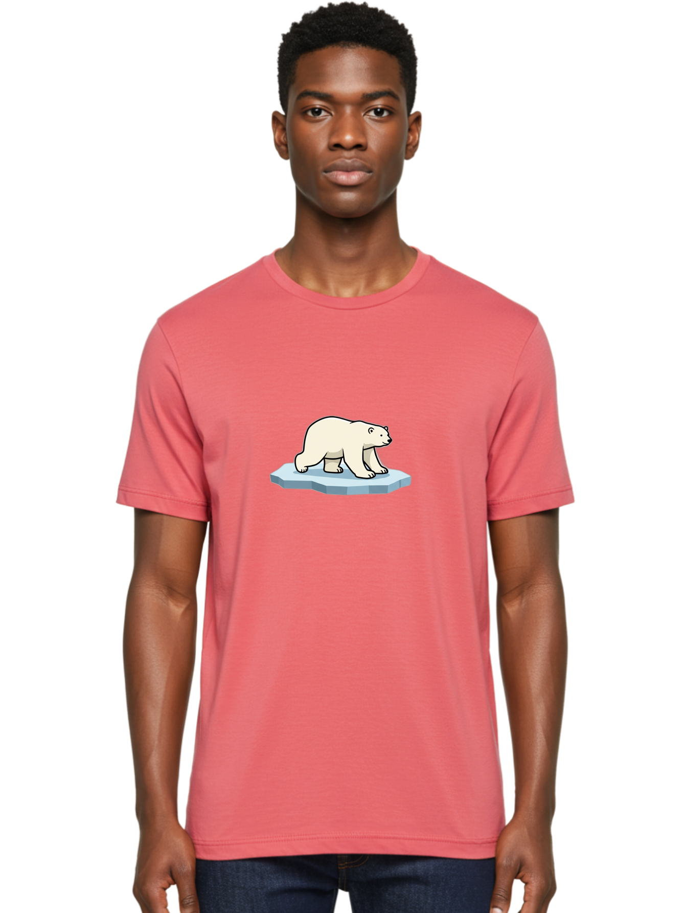 Polar-Bear-On-Iceberg-1 Men'S Graphic Tee, 100% Cotton, Comfortable Casual Summer Wear, Machine Washable, Polar Bear On Ice, Arctic Wildlife, Cartoon Polar Bear, Ice Floe, Cold Climate, Winter Scene, Wild Animal, Polar Bear Walking Bae664
