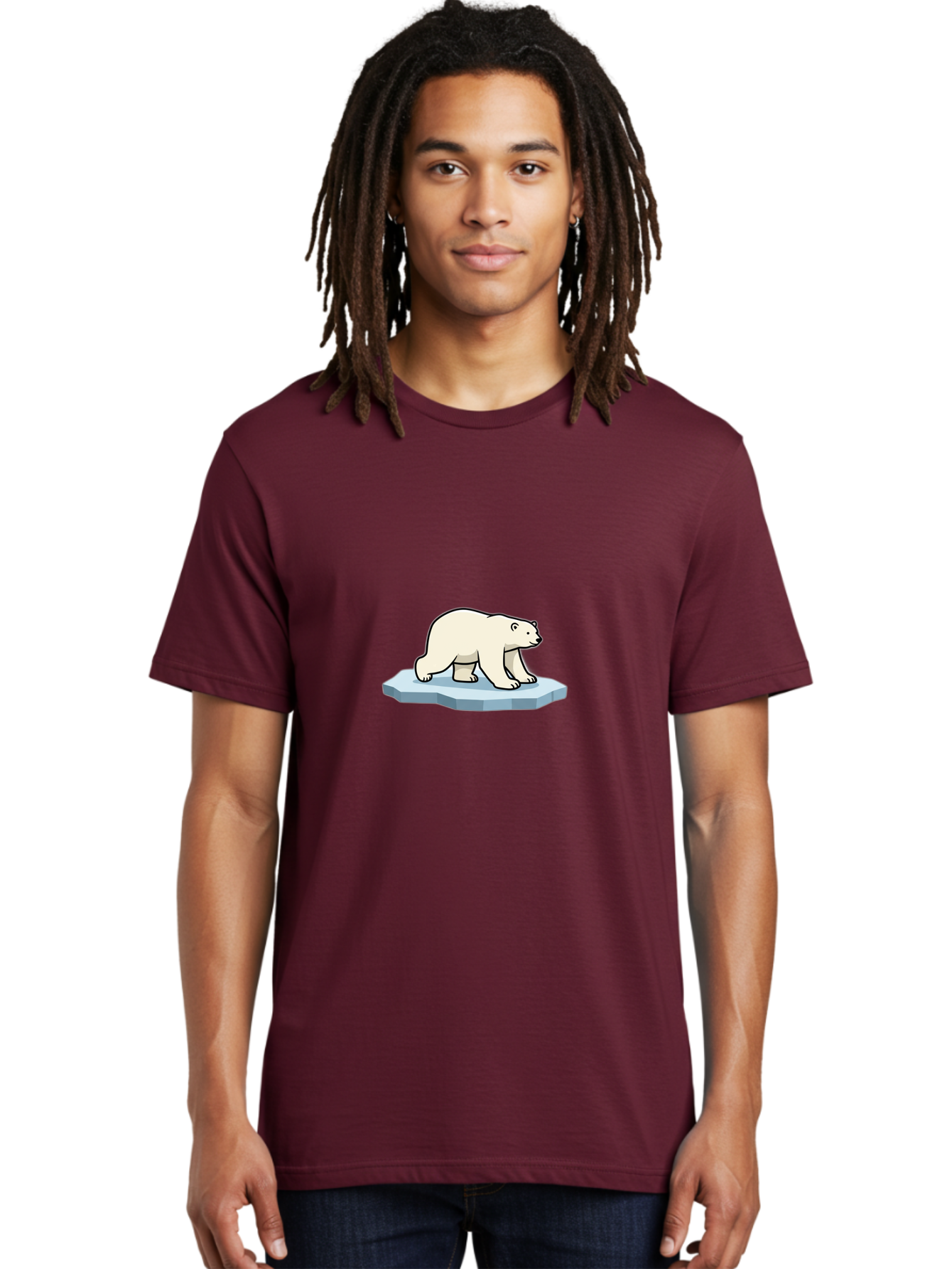 Polar-Bear-On-Iceberg-1 Men'S Graphic Tee, 100% Cotton, Comfortable Casual Summer Wear, Machine Washable, Polar Bear On Ice, Arctic Wildlife, Cartoon Polar Bear, Ice Floe, Cold Climate, Winter Scene, Wild Animal, Polar Bear Walking Bae664