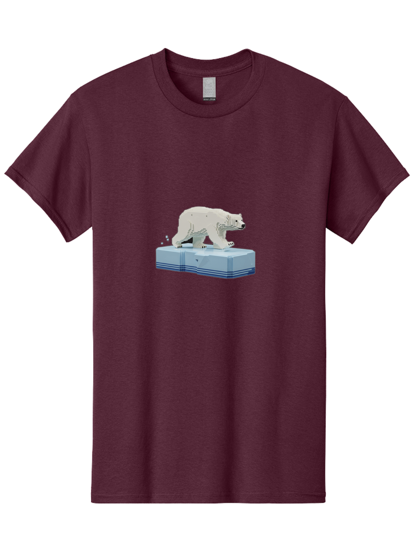 Polar-Bear-On-Iceberg-2 Men'S Graphic Tee, 100% Cotton, Comfortable Casual Summer Wear, Machine Washable, Polar Bear On Ice, 3D Model, White Bear, Arctic Wildlife, Frozen Landscape, Icy Platform, Digital Art, Low Poly, Pixelated Effect, Bae665