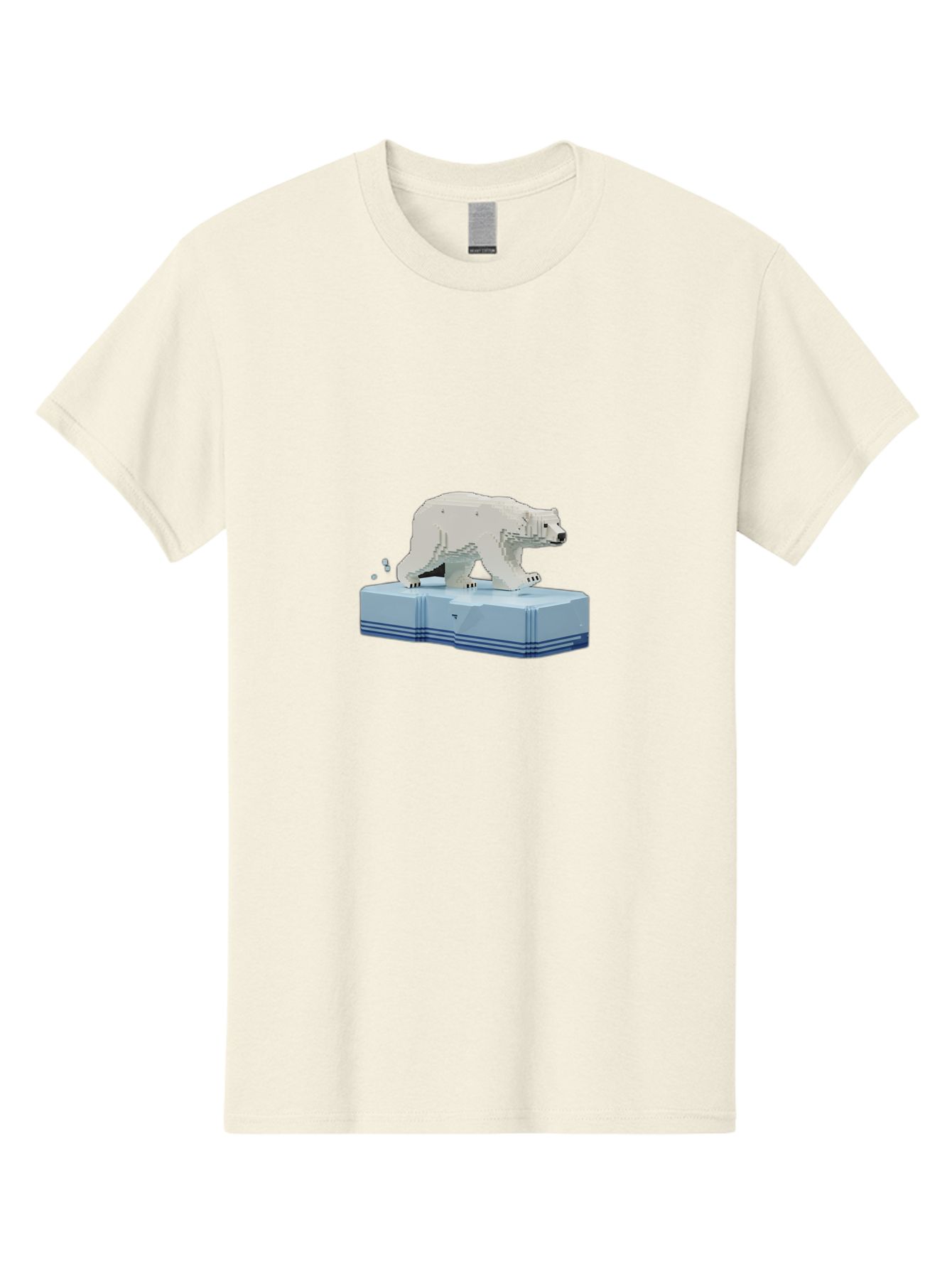 Polar-Bear-On-Iceberg-2 Men'S Graphic Tee, 100% Cotton, Comfortable Casual Summer Wear, Machine Washable, Polar Bear On Ice, 3D Model, White Bear, Arctic Wildlife, Frozen Landscape, Icy Platform, Digital Art, Low Poly, Pixelated Effect, Bae665