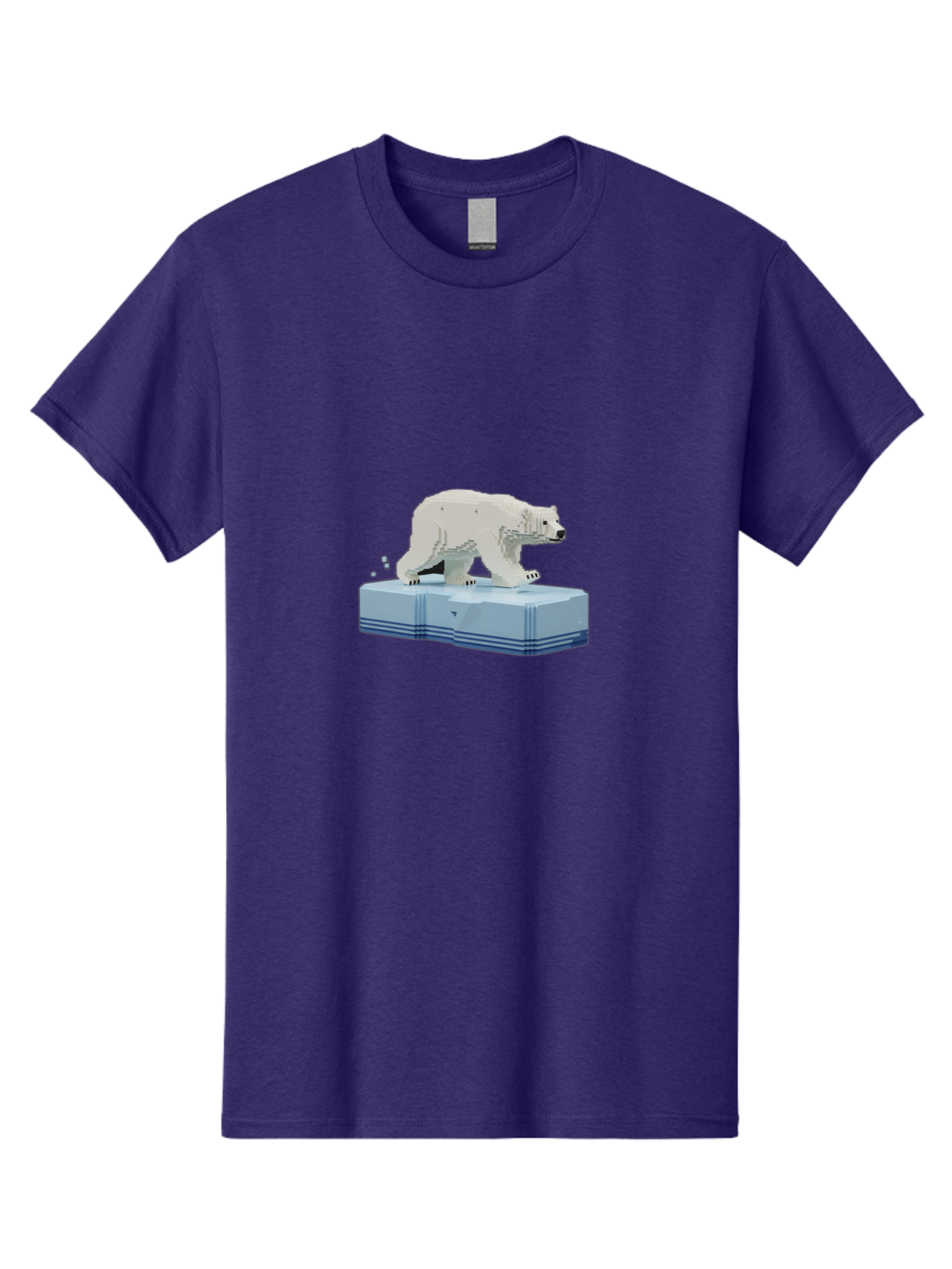 Polar-Bear-On-Iceberg-2 Men'S Graphic Tee, 100% Cotton, Comfortable Casual Summer Wear, Machine Washable, Polar Bear On Ice, 3D Model, White Bear, Arctic Wildlife, Frozen Landscape, Icy Platform, Digital Art, Low Poly, Pixelated Effect, Bae665