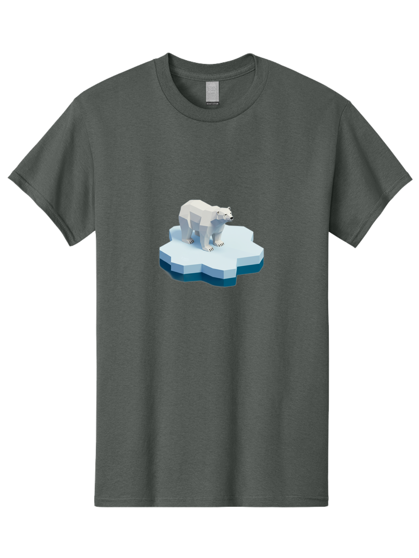 Polar-Bear-On-Iceberg Men'S Graphic Tee, 100% Cotton, Comfortable Casual Summer Wear, Machine Washable, Polar Bear On Iceberg, Low Poly Art, White Bear, Geometric Shapes, Icy Landscape, Arctic Wildlife, Climate Change, Cold Temperatures, Bae666