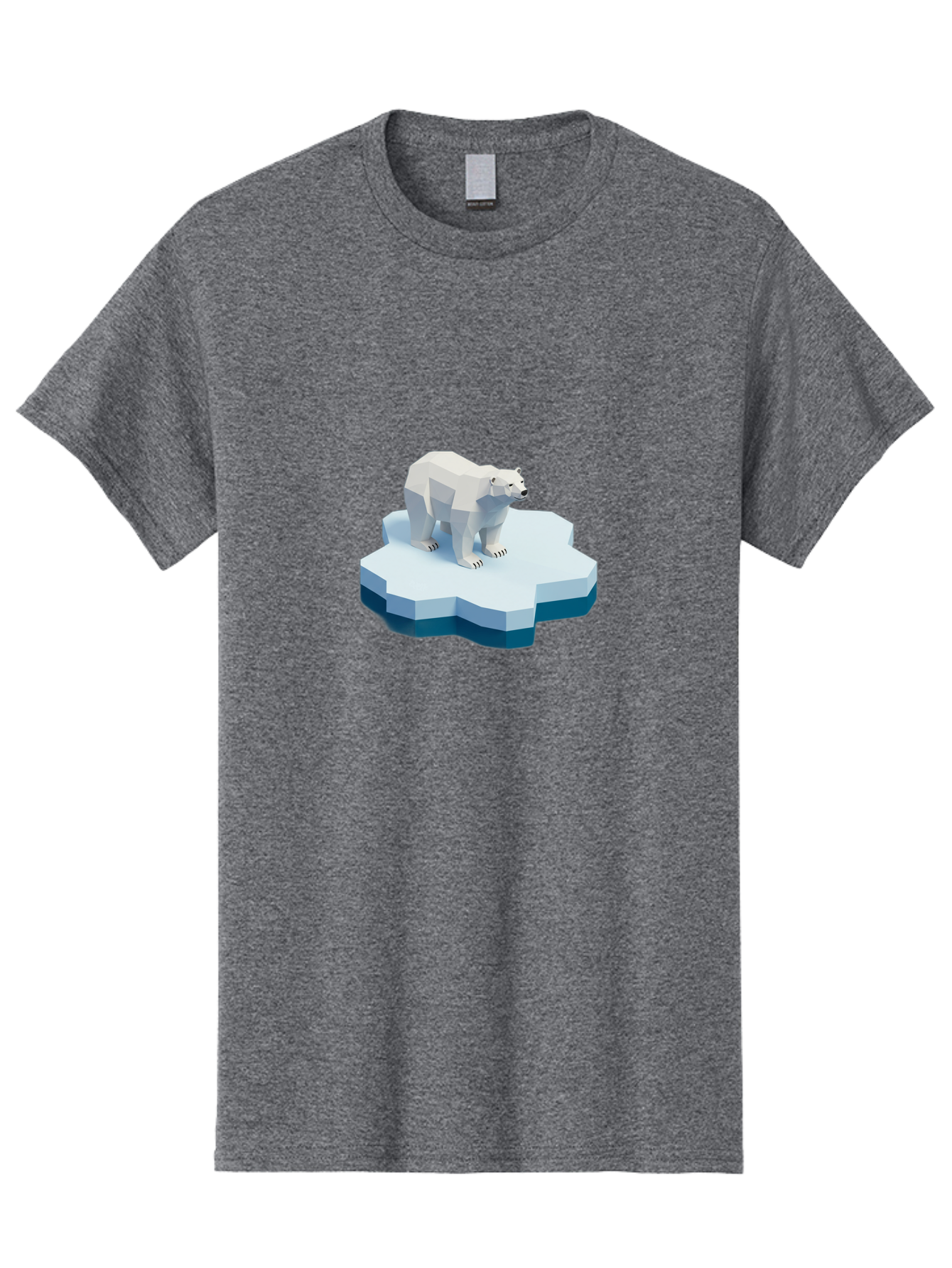 Polar-Bear-On-Iceberg Men'S Graphic Tee, 100% Cotton, Comfortable Casual Summer Wear, Machine Washable, Polar Bear On Iceberg, Low Poly Art, White Bear, Geometric Shapes, Icy Landscape, Arctic Wildlife, Climate Change, Cold Temperatures, Bae666