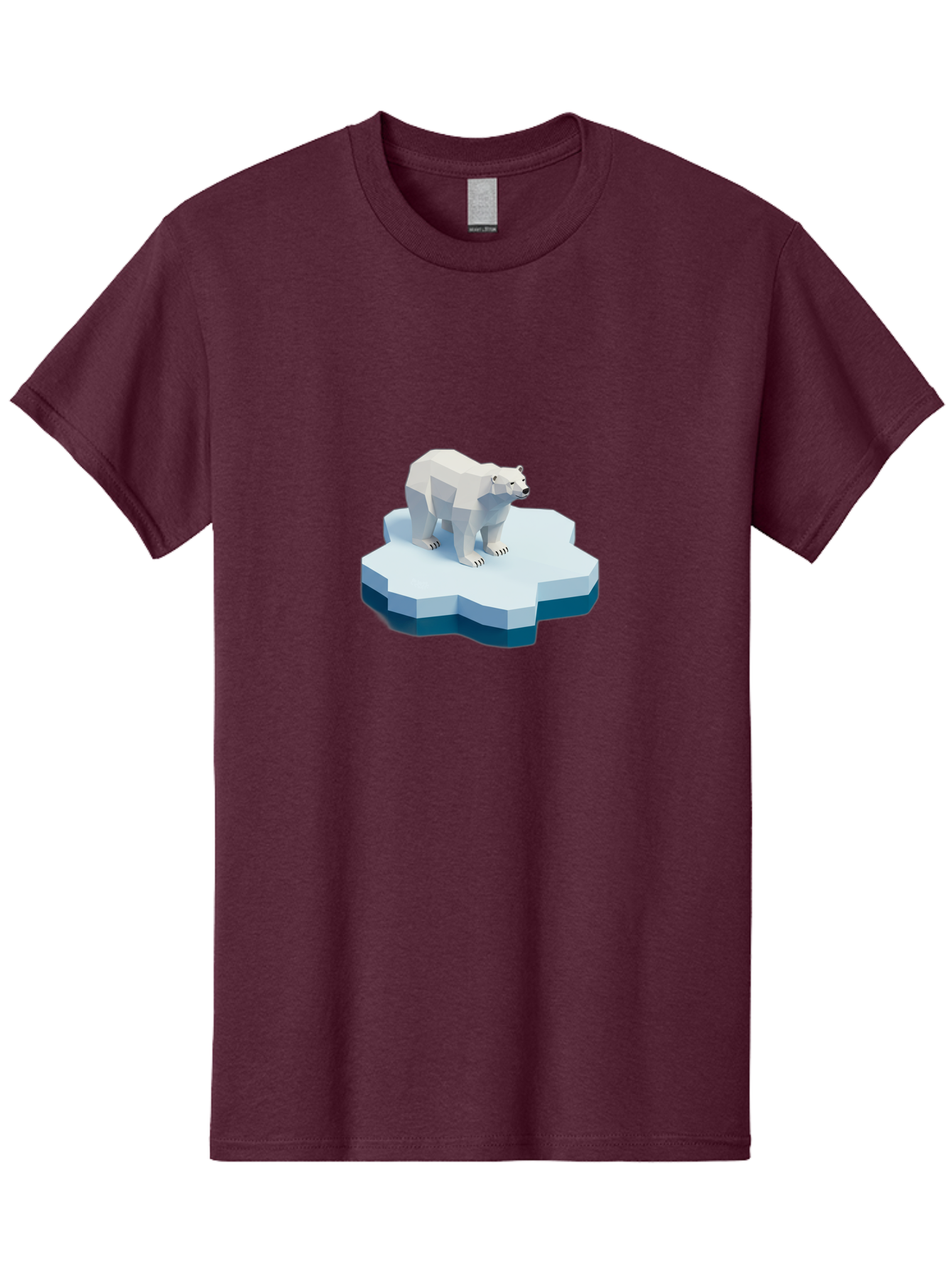 Polar-Bear-On-Iceberg Men'S Graphic Tee, 100% Cotton, Comfortable Casual Summer Wear, Machine Washable, Polar Bear On Iceberg, Low Poly Art, White Bear, Geometric Shapes, Icy Landscape, Arctic Wildlife, Climate Change, Cold Temperatures, Bae666