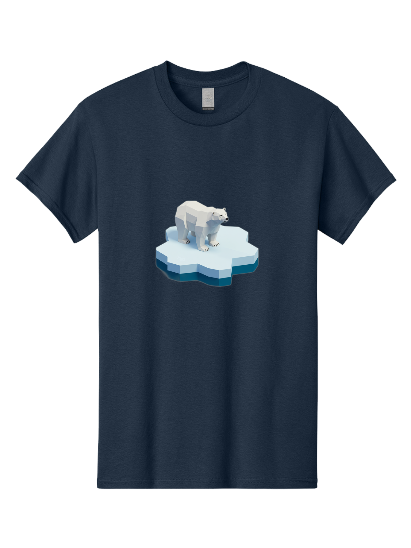 Polar-Bear-On-Iceberg Men'S Graphic Tee, 100% Cotton, Comfortable Casual Summer Wear, Machine Washable, Polar Bear On Iceberg, Low Poly Art, White Bear, Geometric Shapes, Icy Landscape, Arctic Wildlife, Climate Change, Cold Temperatures, Bae666
