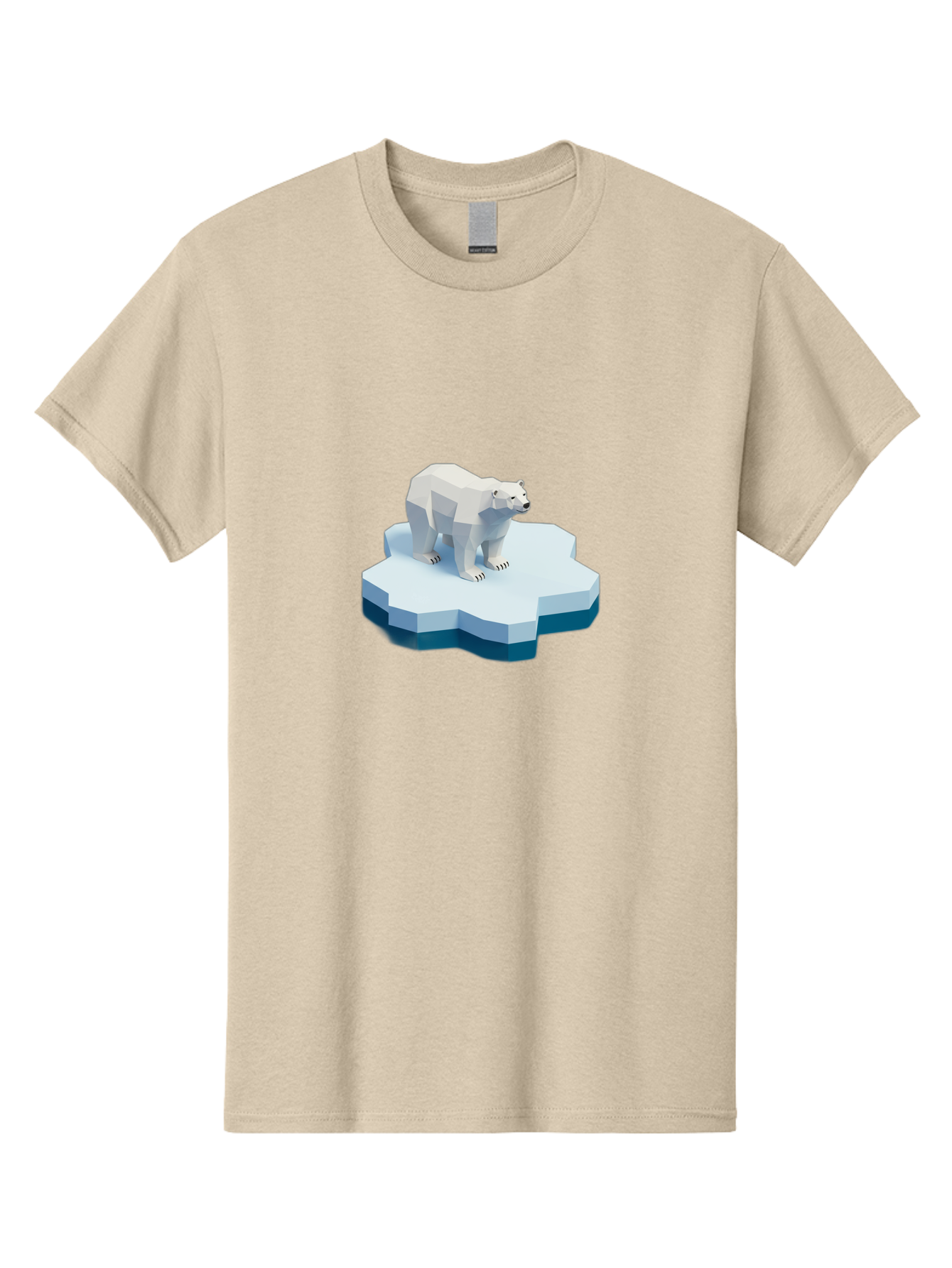 Polar-Bear-On-Iceberg Men'S Graphic Tee, 100% Cotton, Comfortable Casual Summer Wear, Machine Washable, Polar Bear On Iceberg, Low Poly Art, White Bear, Geometric Shapes, Icy Landscape, Arctic Wildlife, Climate Change, Cold Temperatures, Bae666