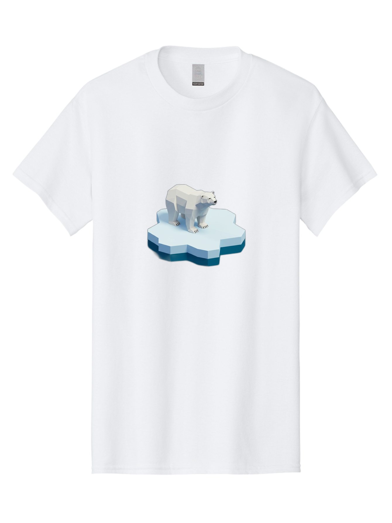 Polar-Bear-On-Iceberg Men'S Graphic Tee, 100% Cotton, Comfortable Casual Summer Wear, Machine Washable, Polar Bear On Iceberg, Low Poly Art, White Bear, Geometric Shapes, Icy Landscape, Arctic Wildlife, Climate Change, Cold Temperatures, Bae666