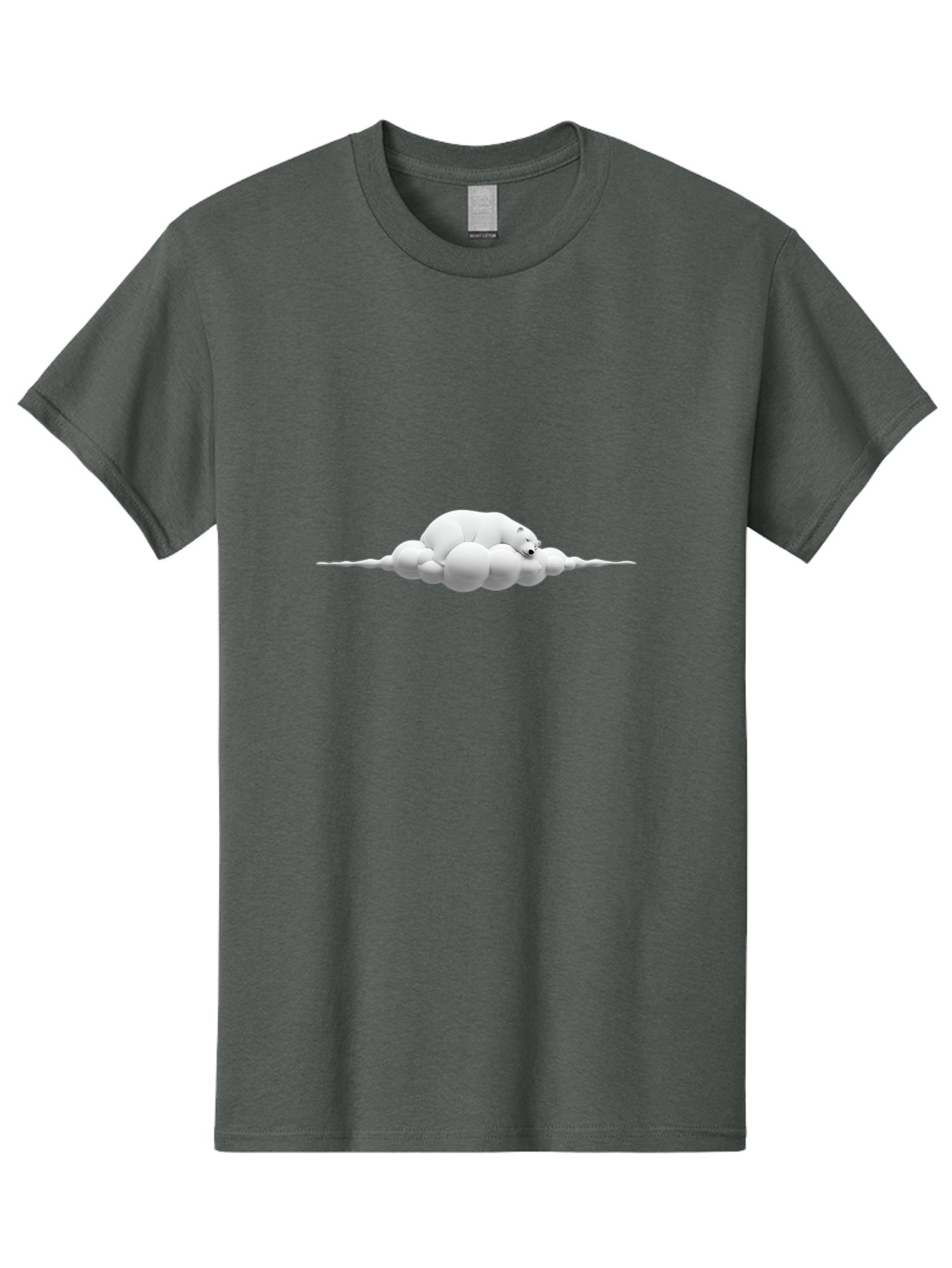Polar-Bear-Sleeping-On-Cloud Men'S Graphic Tee, 100% Cotton, Comfortable Casual Summer Wear, Machine Washable, Sleeping Polar Bear, Fluffy Cloud, Peaceful Scene, Serene Atmosphere, Calming Image, Dreamy Landscape, Polar Bear On Cloud, Bae668