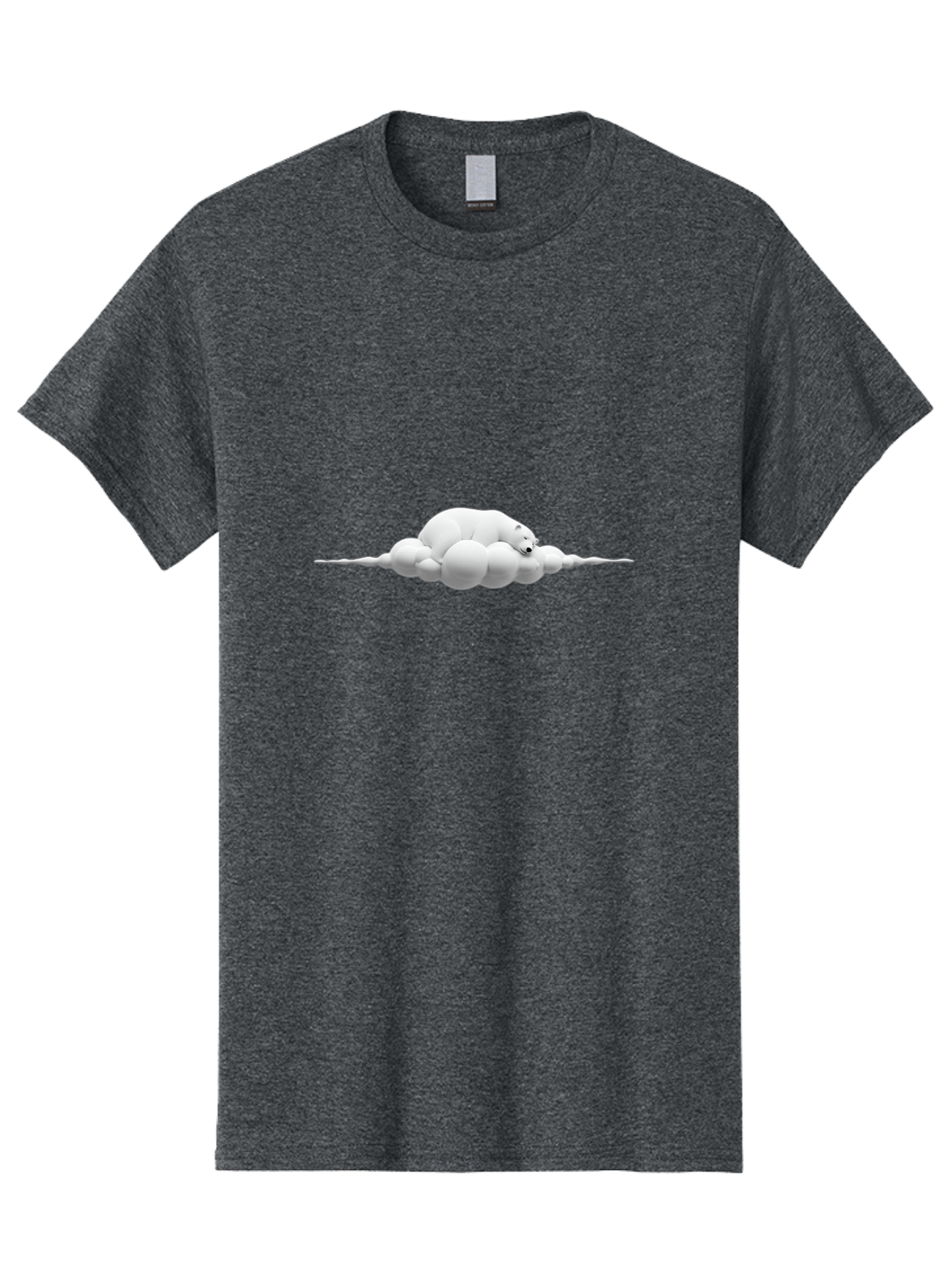 Polar-Bear-Sleeping-On-Cloud Men'S Graphic Tee, 100% Cotton, Comfortable Casual Summer Wear, Machine Washable, Sleeping Polar Bear, Fluffy Cloud, Peaceful Scene, Serene Atmosphere, Calming Image, Dreamy Landscape, Polar Bear On Cloud, Bae668