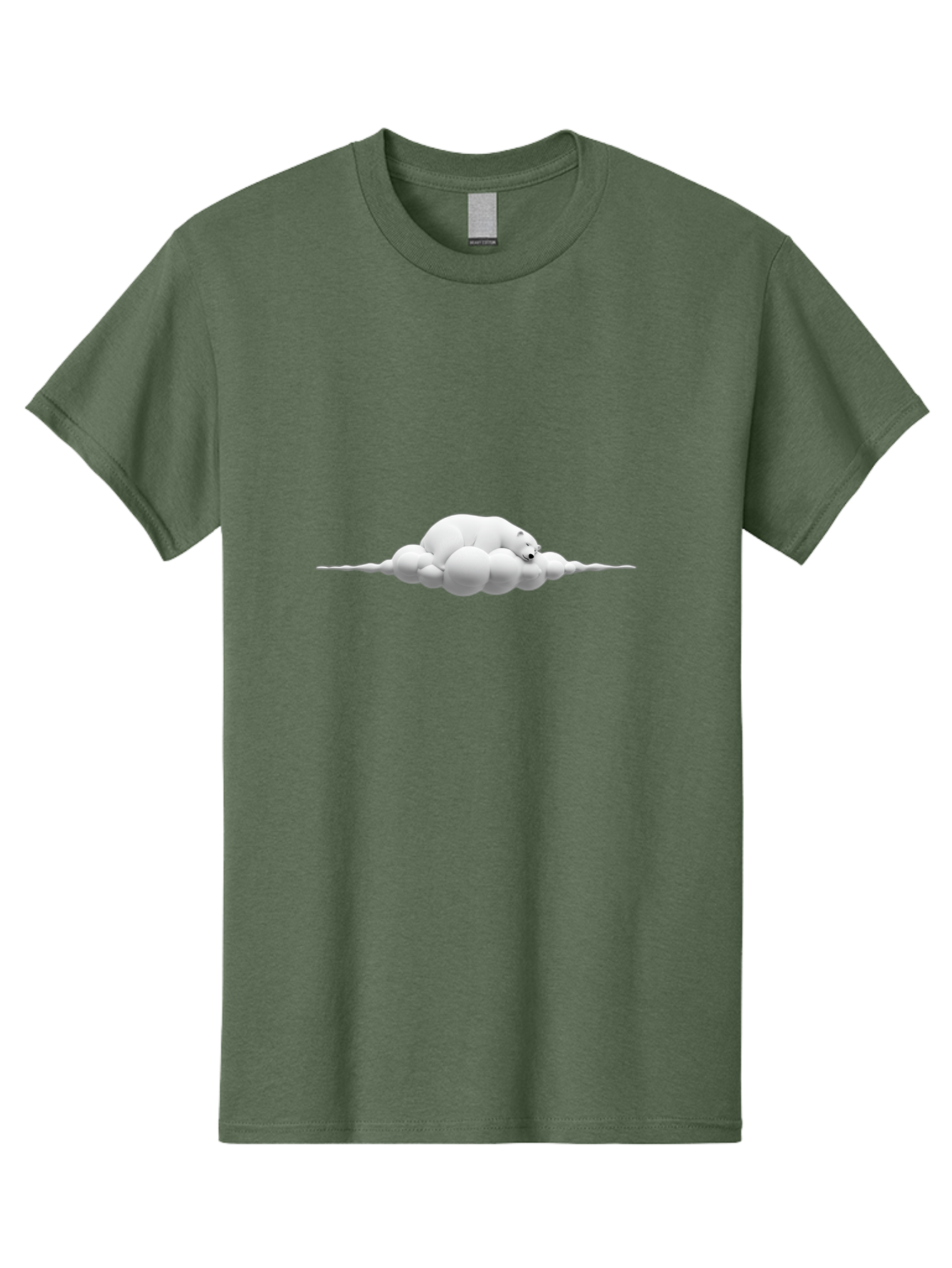Polar-Bear-Sleeping-On-Cloud Men'S Graphic Tee, 100% Cotton, Comfortable Casual Summer Wear, Machine Washable, Sleeping Polar Bear, Fluffy Cloud, Peaceful Scene, Serene Atmosphere, Calming Image, Dreamy Landscape, Polar Bear On Cloud, Bae668