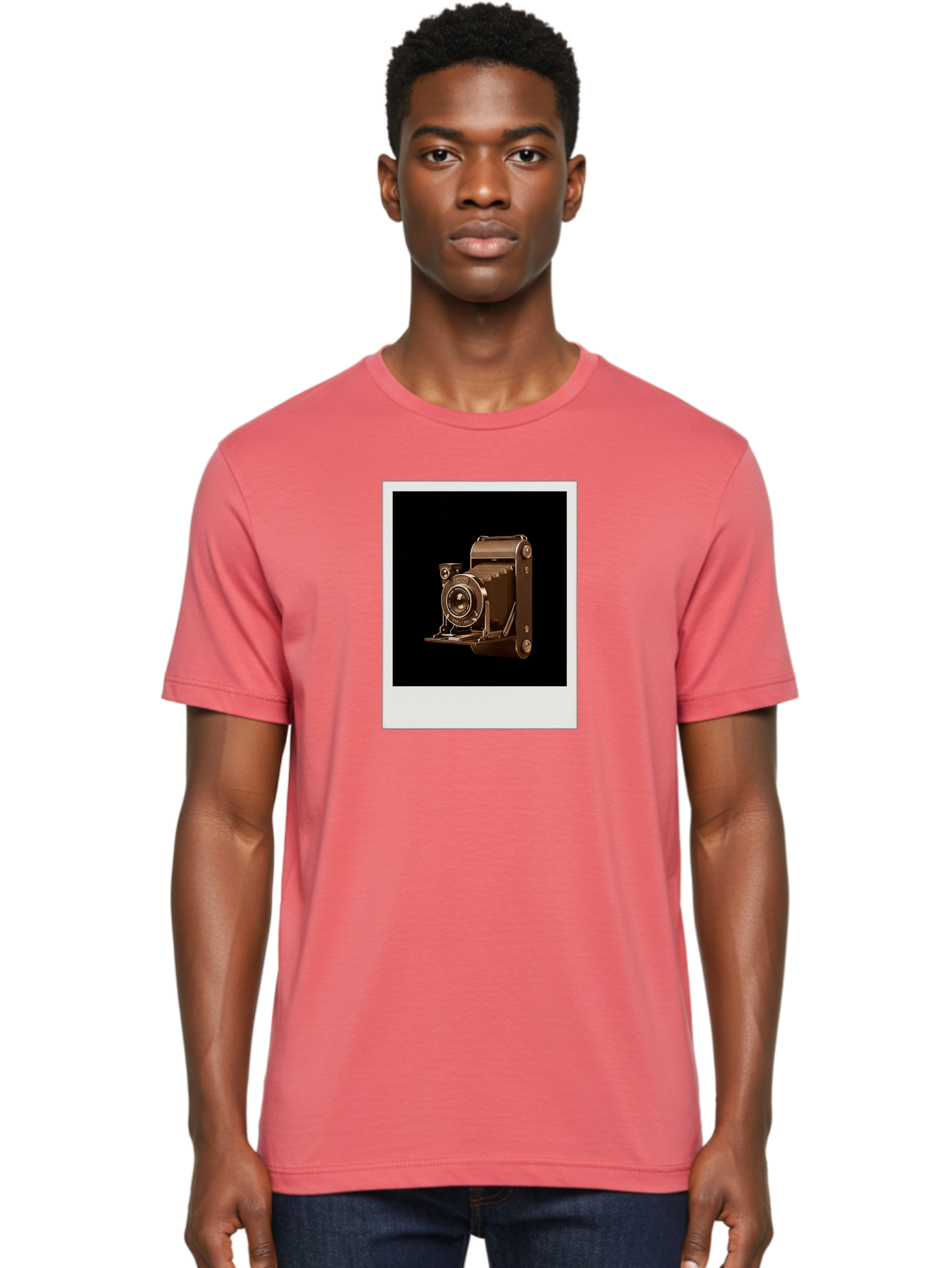 Polaroid-Camera-1 Men'S Graphic Tee, 100% Cotton, Comfortable Casual Summer Wear, Machine Washable, Vintage Camera, Old Photography Equipment, Retro Style, Antique Camera, Nostalgic Feel, Classic Design, Photography History, Instant Camera, Bae680