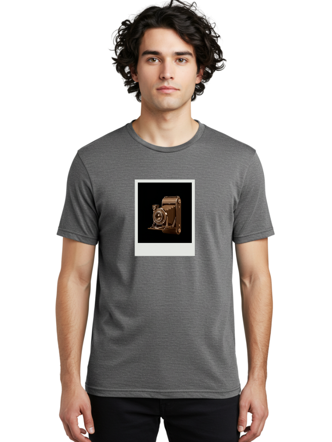 Polaroid-Camera-1 Men'S Graphic Tee, 100% Cotton, Comfortable Casual Summer Wear, Machine Washable, Vintage Camera, Old Photography Equipment, Retro Style, Antique Camera, Nostalgic Feel, Classic Design, Photography History, Instant Camera, Bae680