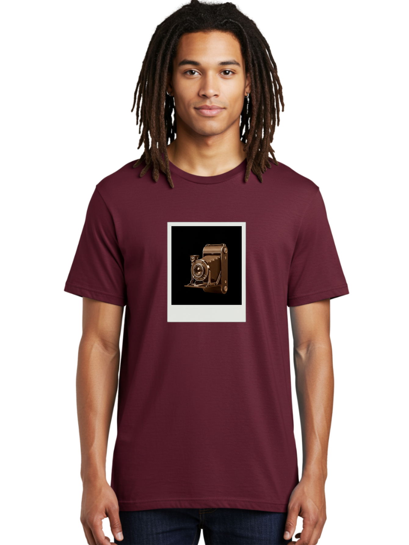 Polaroid-Camera-1 Men'S Graphic Tee, 100% Cotton, Comfortable Casual Summer Wear, Machine Washable, Vintage Camera, Old Photography Equipment, Retro Style, Antique Camera, Nostalgic Feel, Classic Design, Photography History, Instant Camera, Bae680